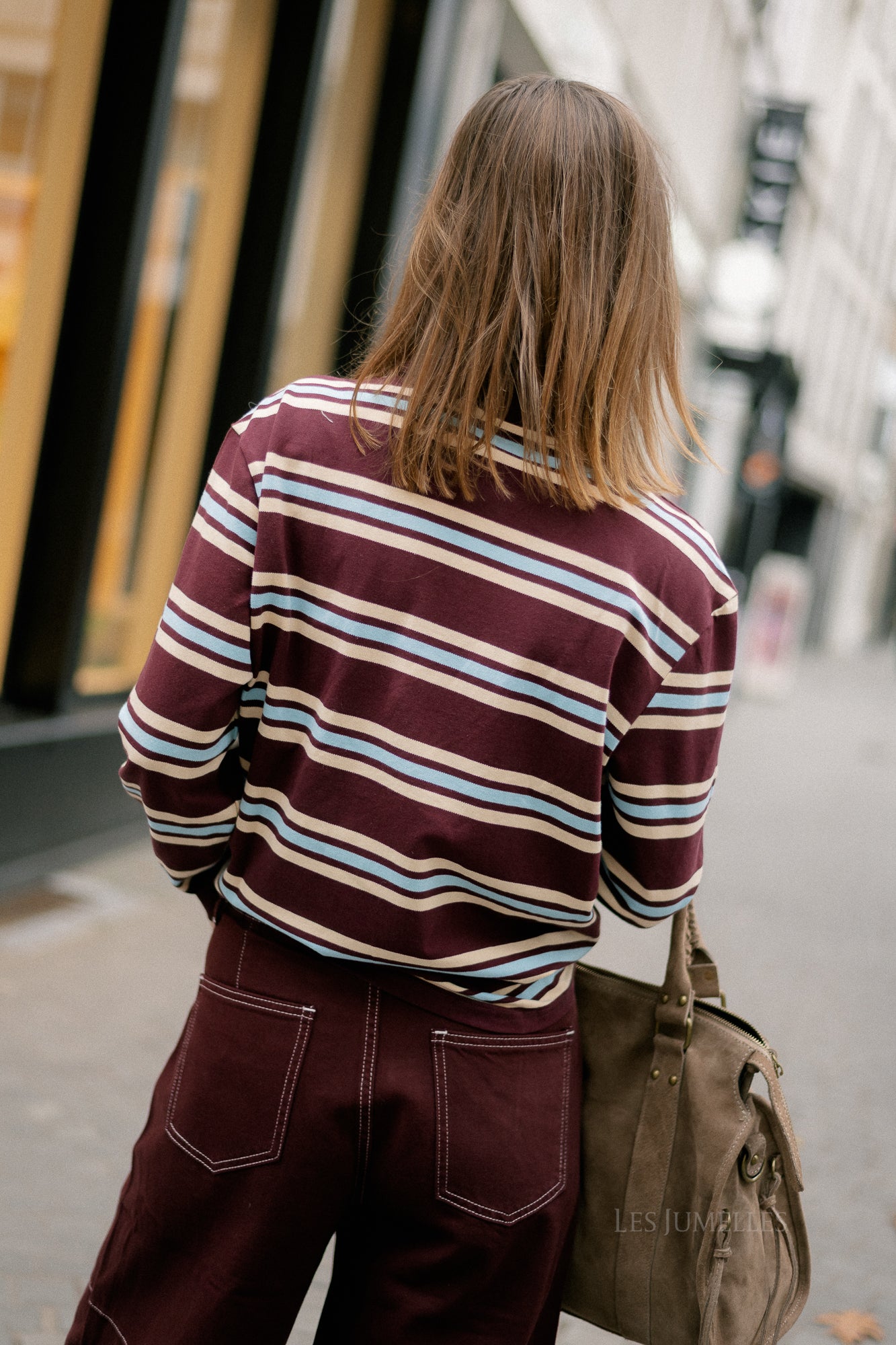 Louna striped polo sweatshirt burgundy
