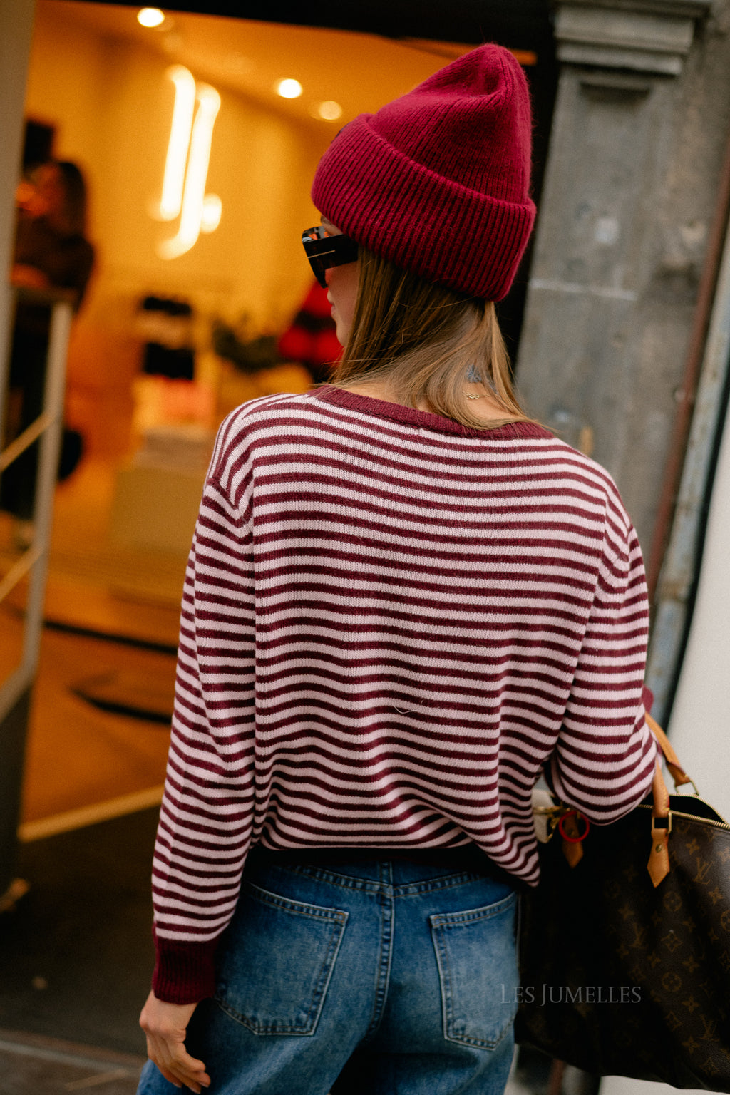 Florence striped jumper pink/burgundy