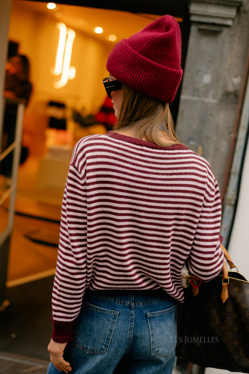 Florence striped jumper pink/burgundy