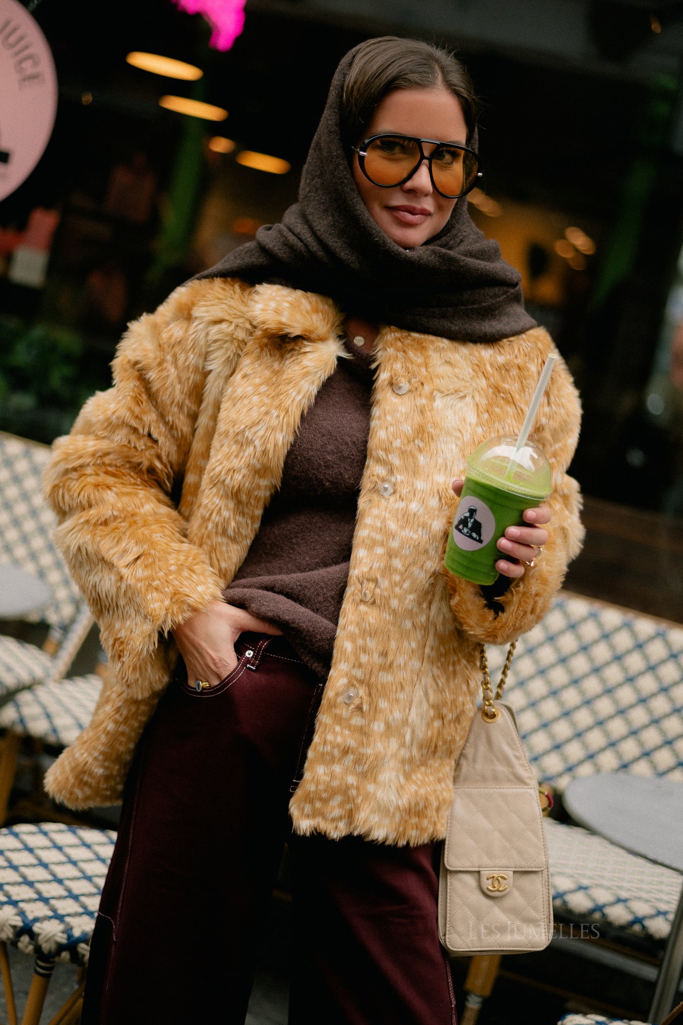 OBJFai LS fake fur jacket bambi