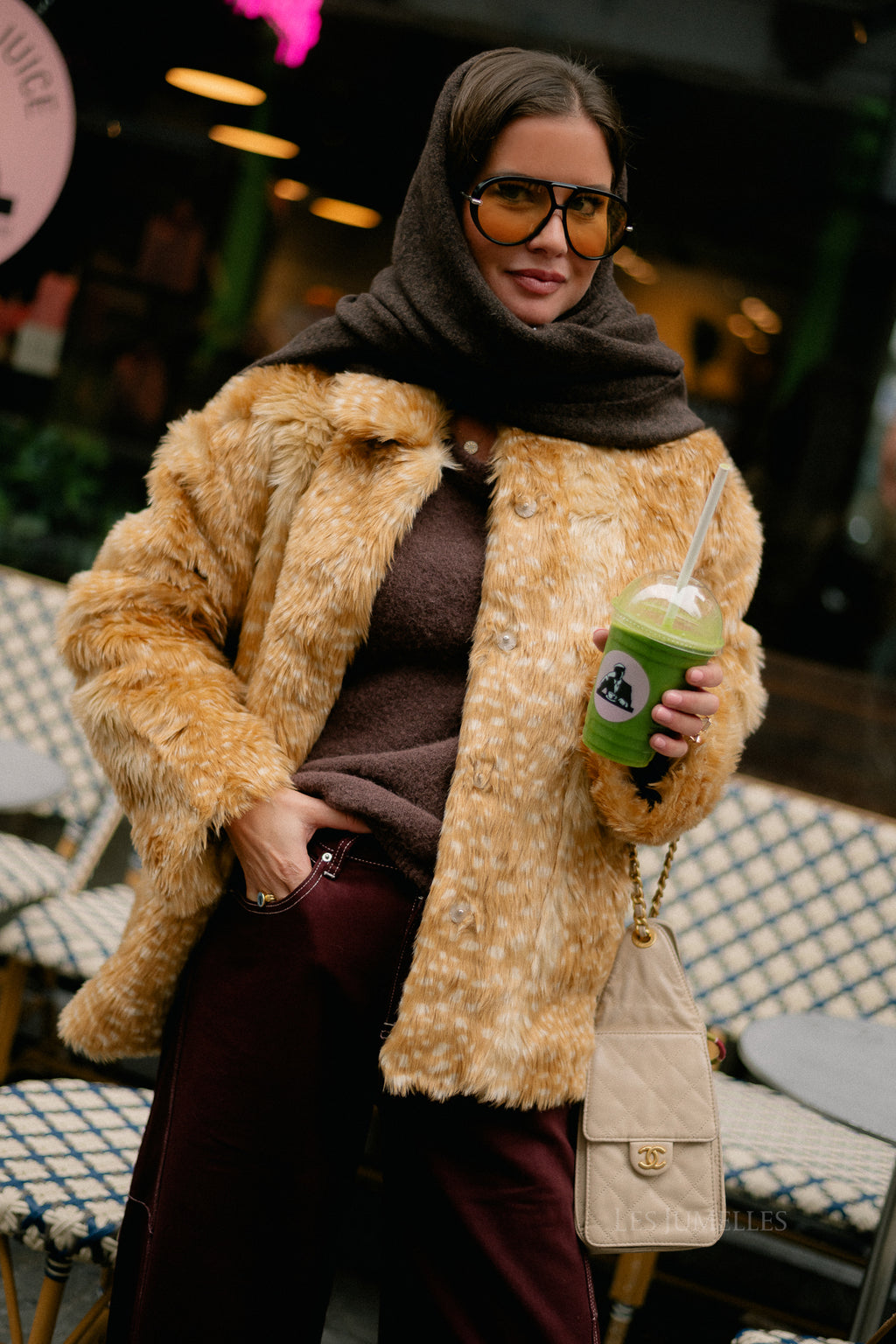 OBJFai LS fake fur jacket bambi