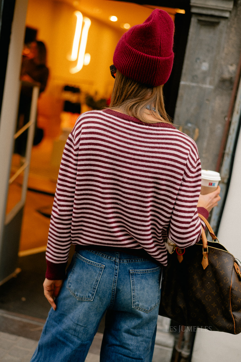 Florence striped jumper pink/burgundy
