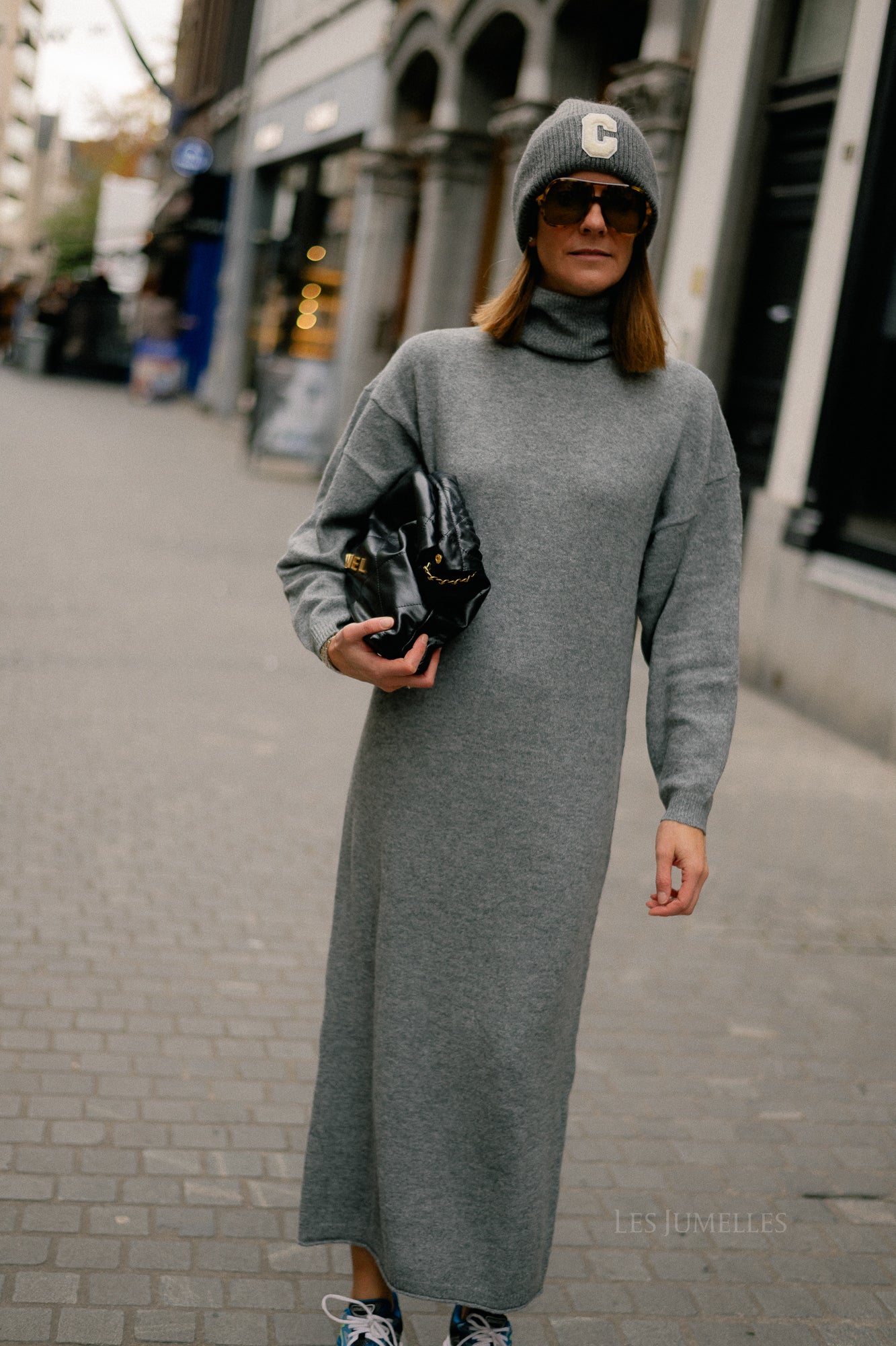 VIBreena rollneck LS knit dress medium grey melange