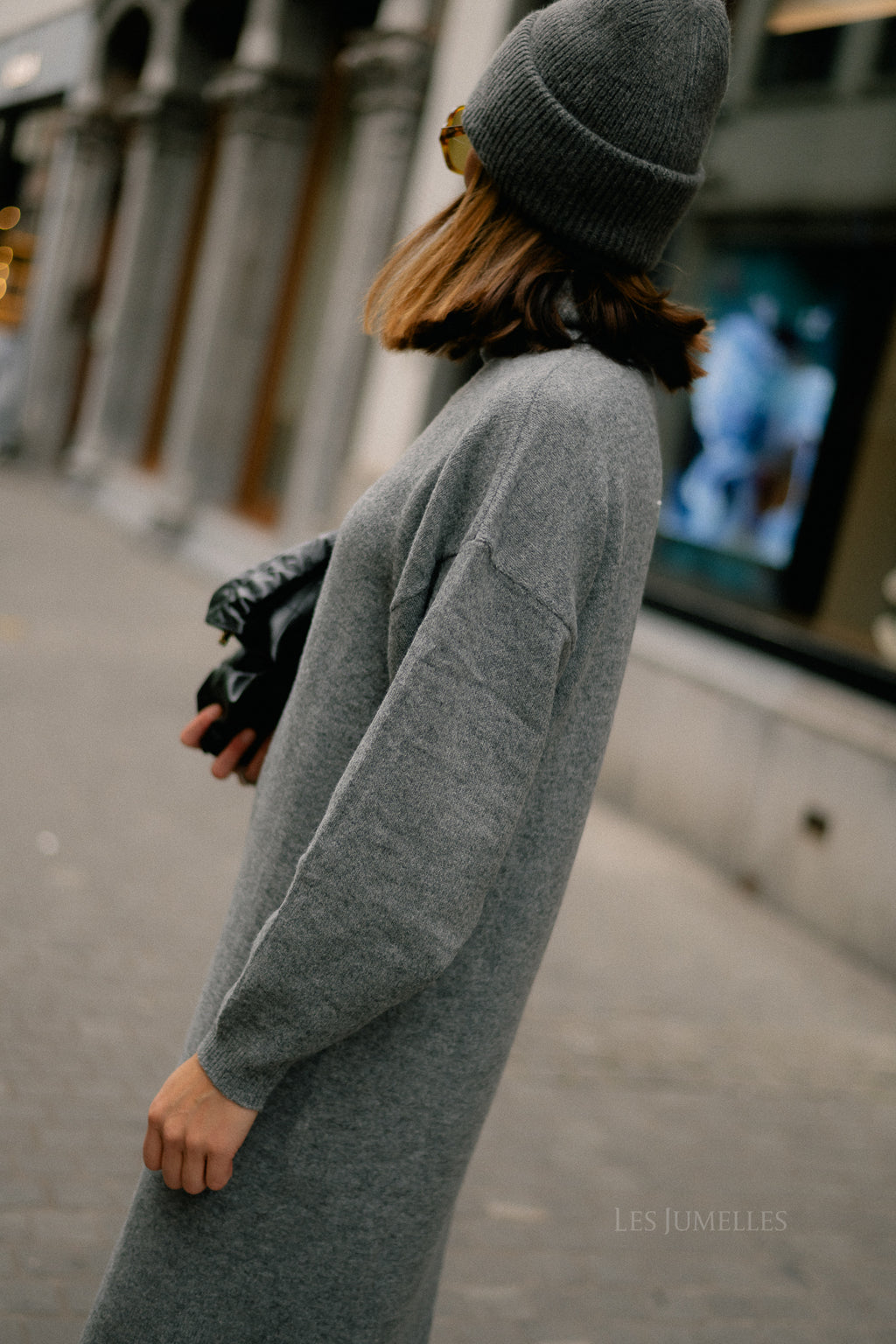 VIBreena rollneck LS knit dress medium grey melange