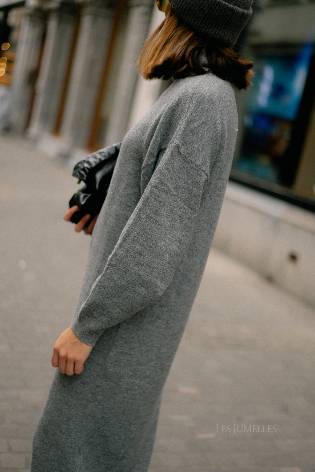 VIBreena rollneck LS knit dress medium grey melange