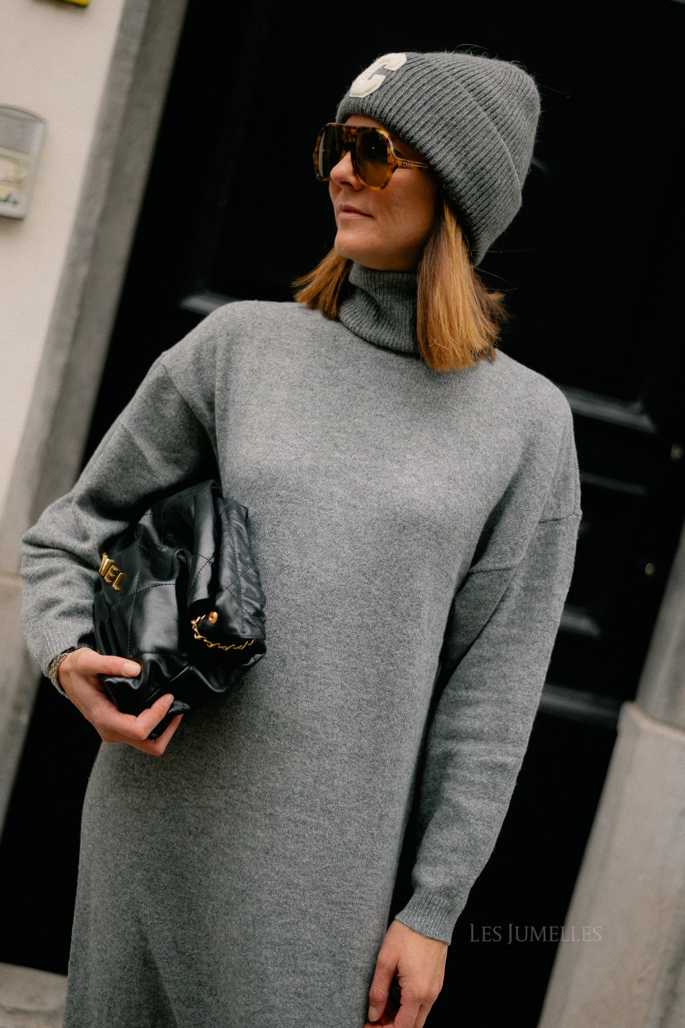 VIBreena rollneck LS knit dress medium grey melange