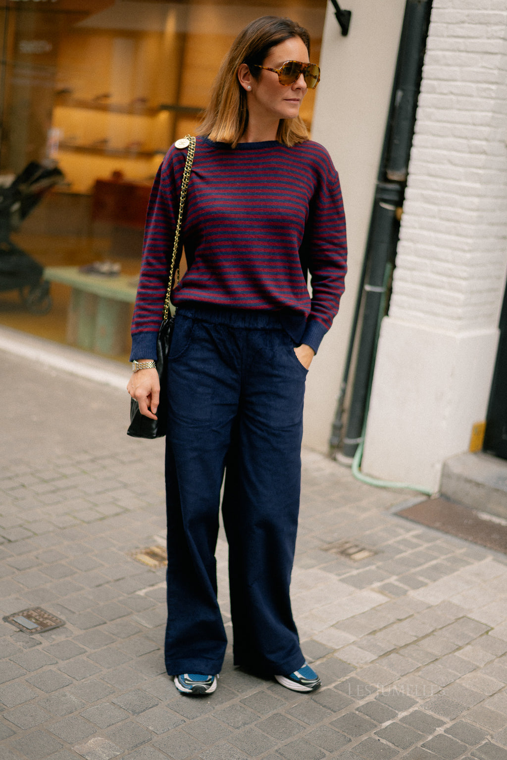Norma wide velvet pants navy