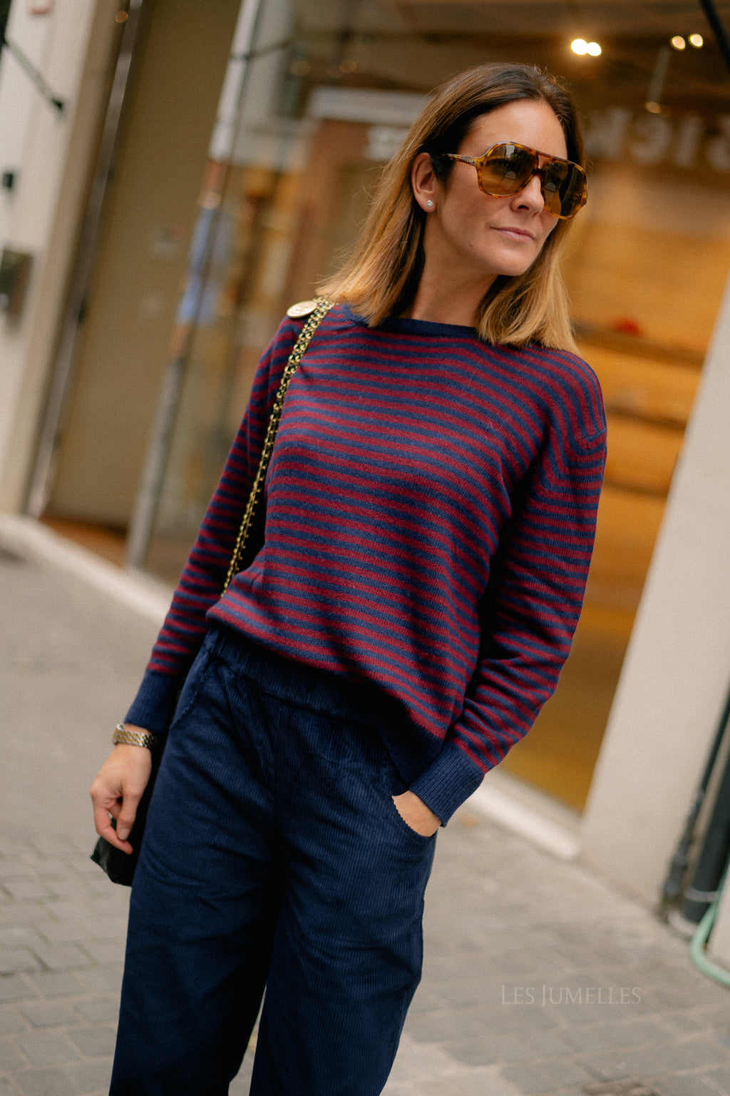 Florence striped jumper navy/burgundy