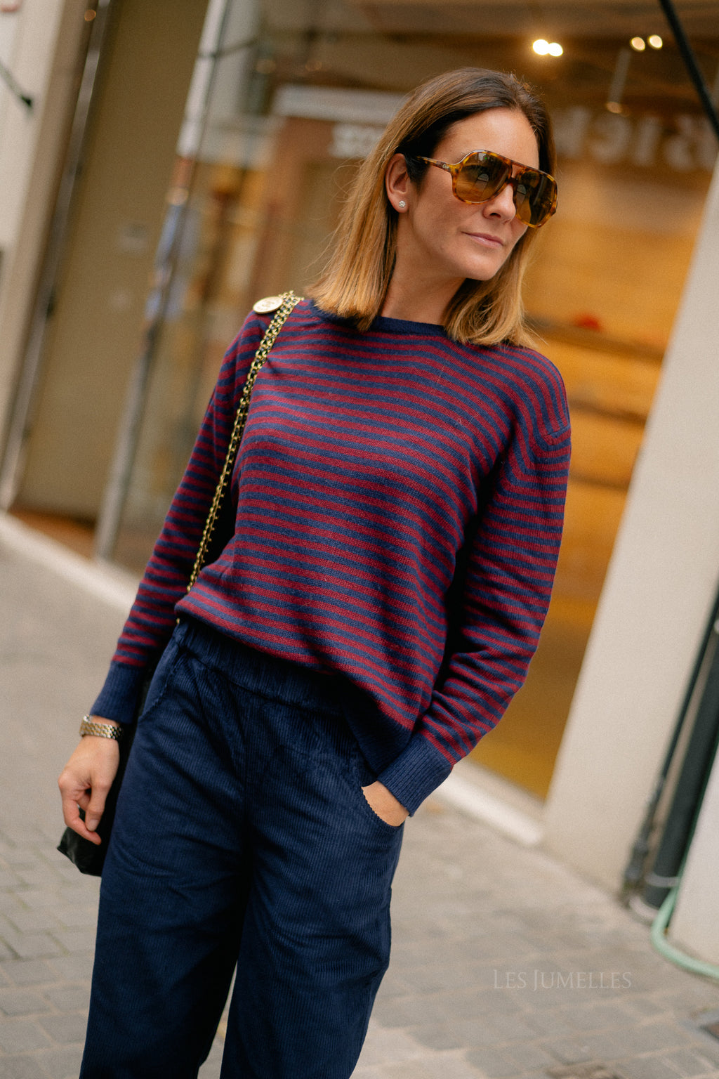 Florence striped jumper navy/burgundy