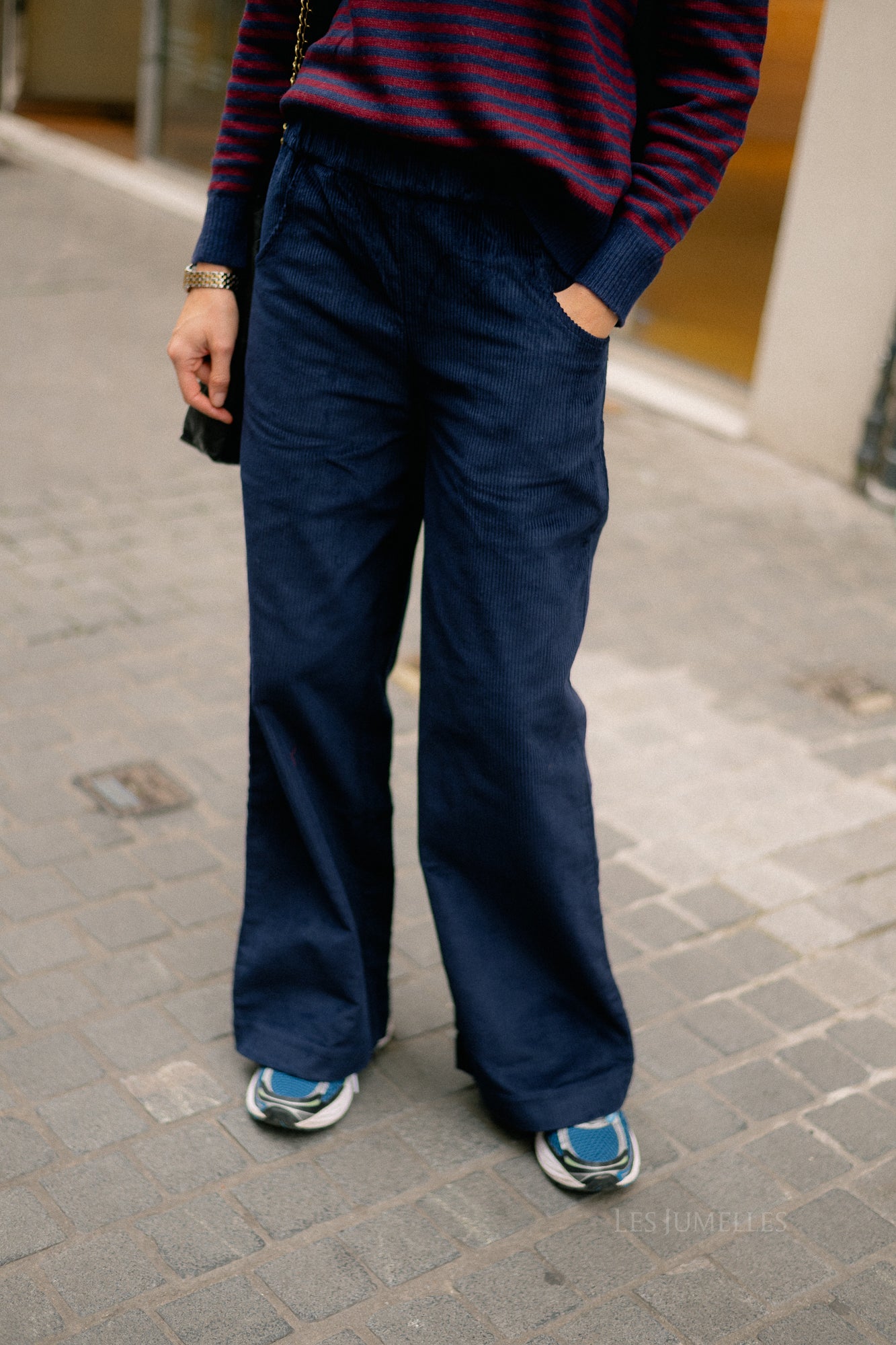 Norma wide velvet pants navy