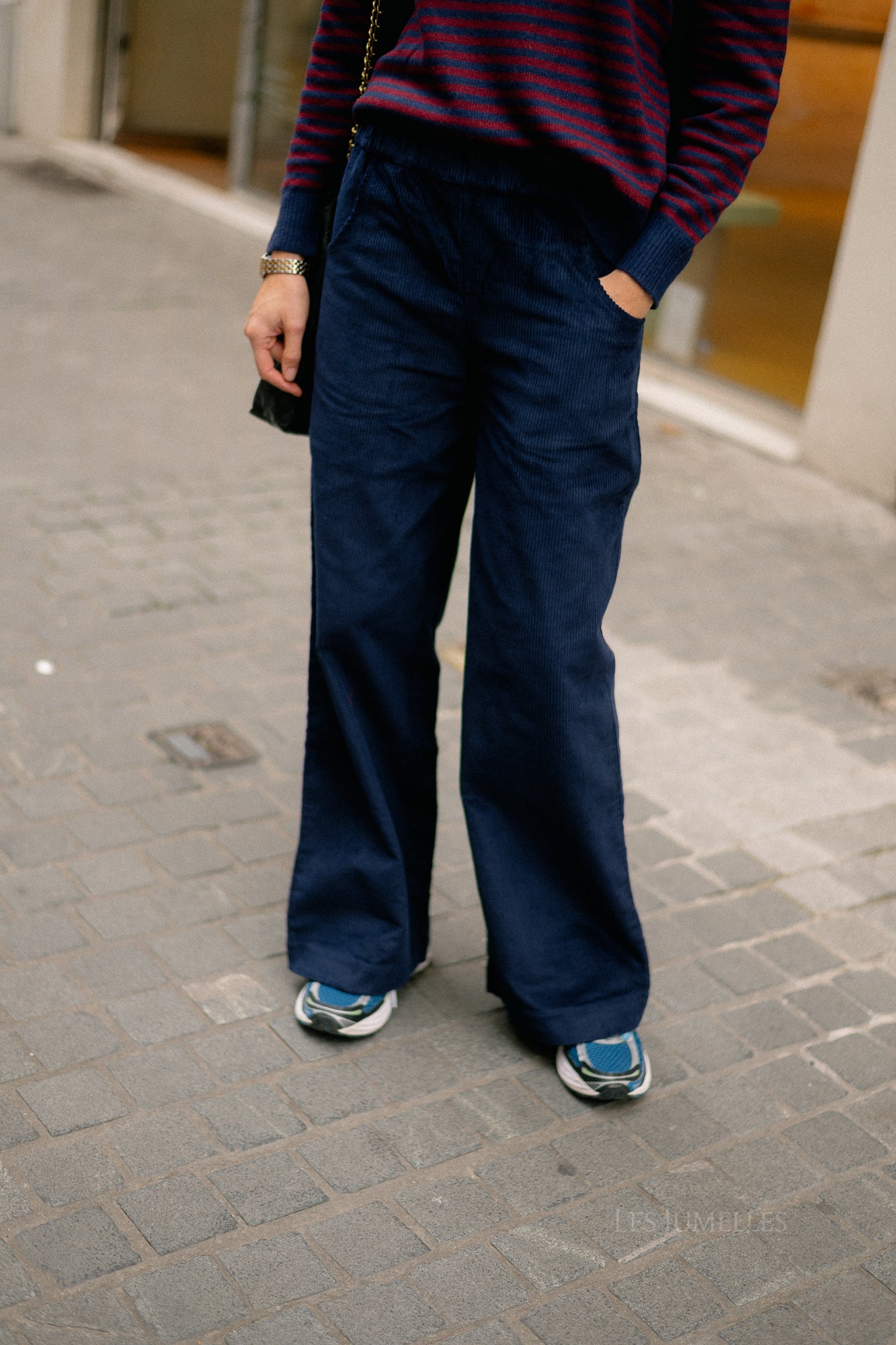 Norma wide velvet pants navy