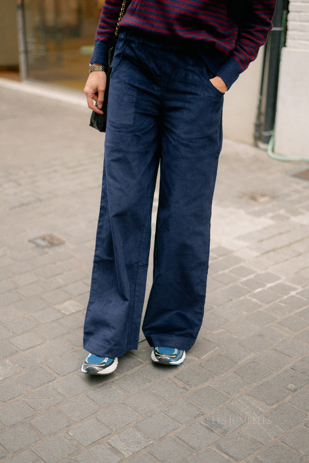 Norma wide velvet pants navy