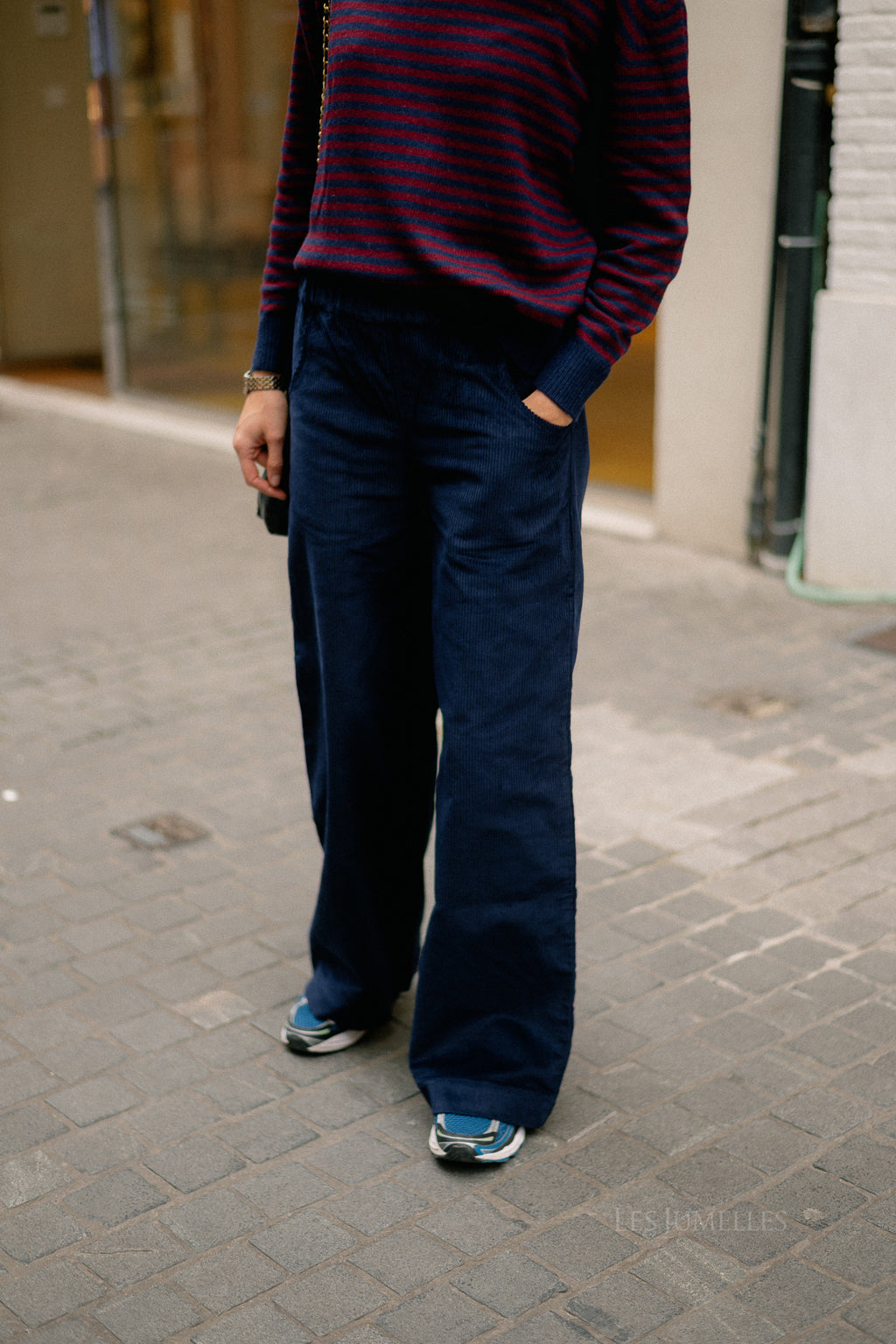 Norma wide velvet pants navy