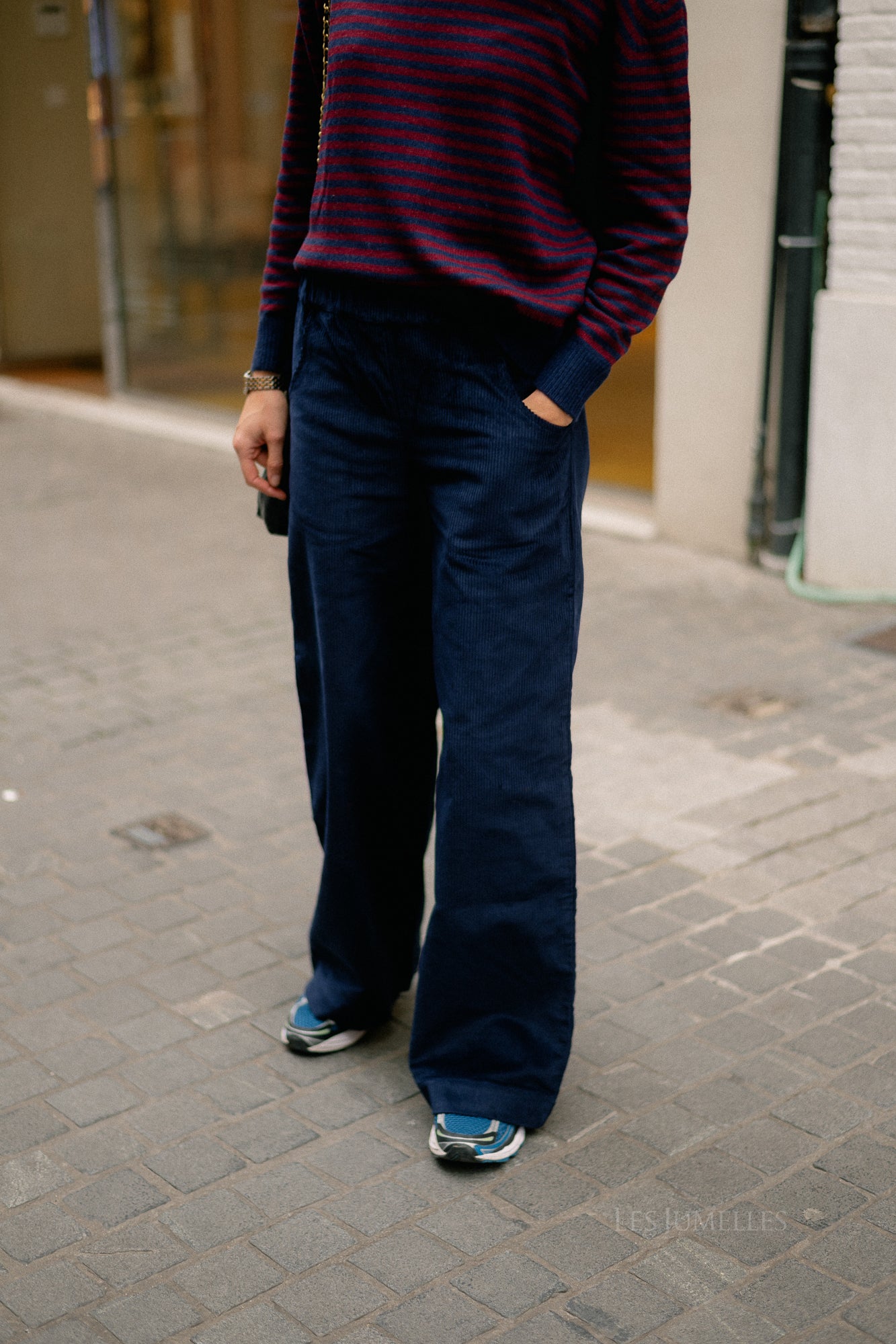 Norma wide velvet pants navy