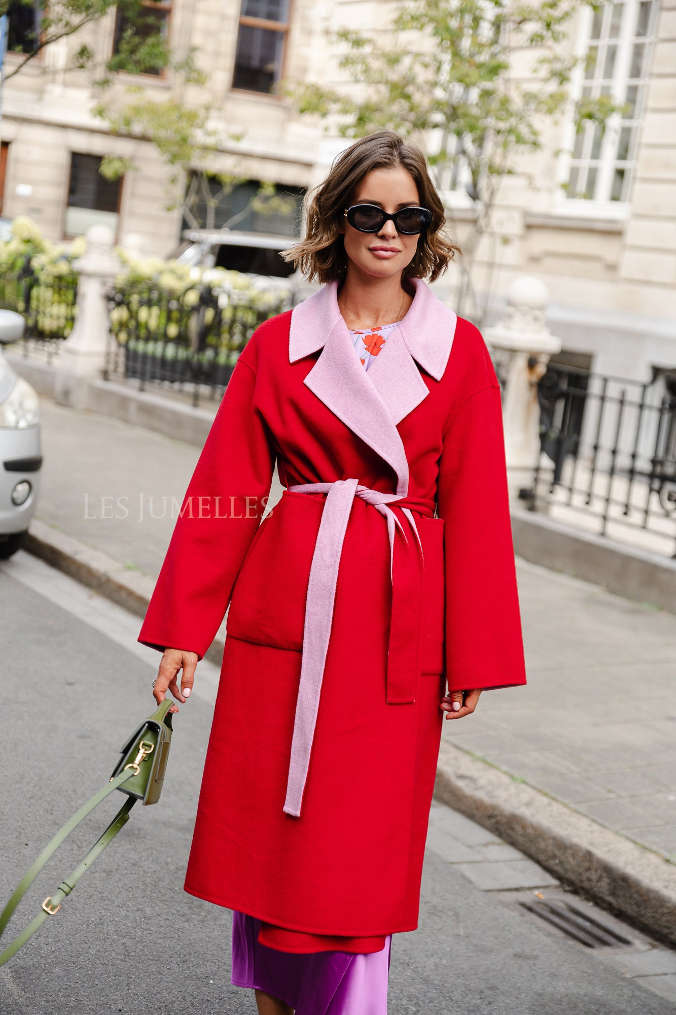 Cherry red trench coats