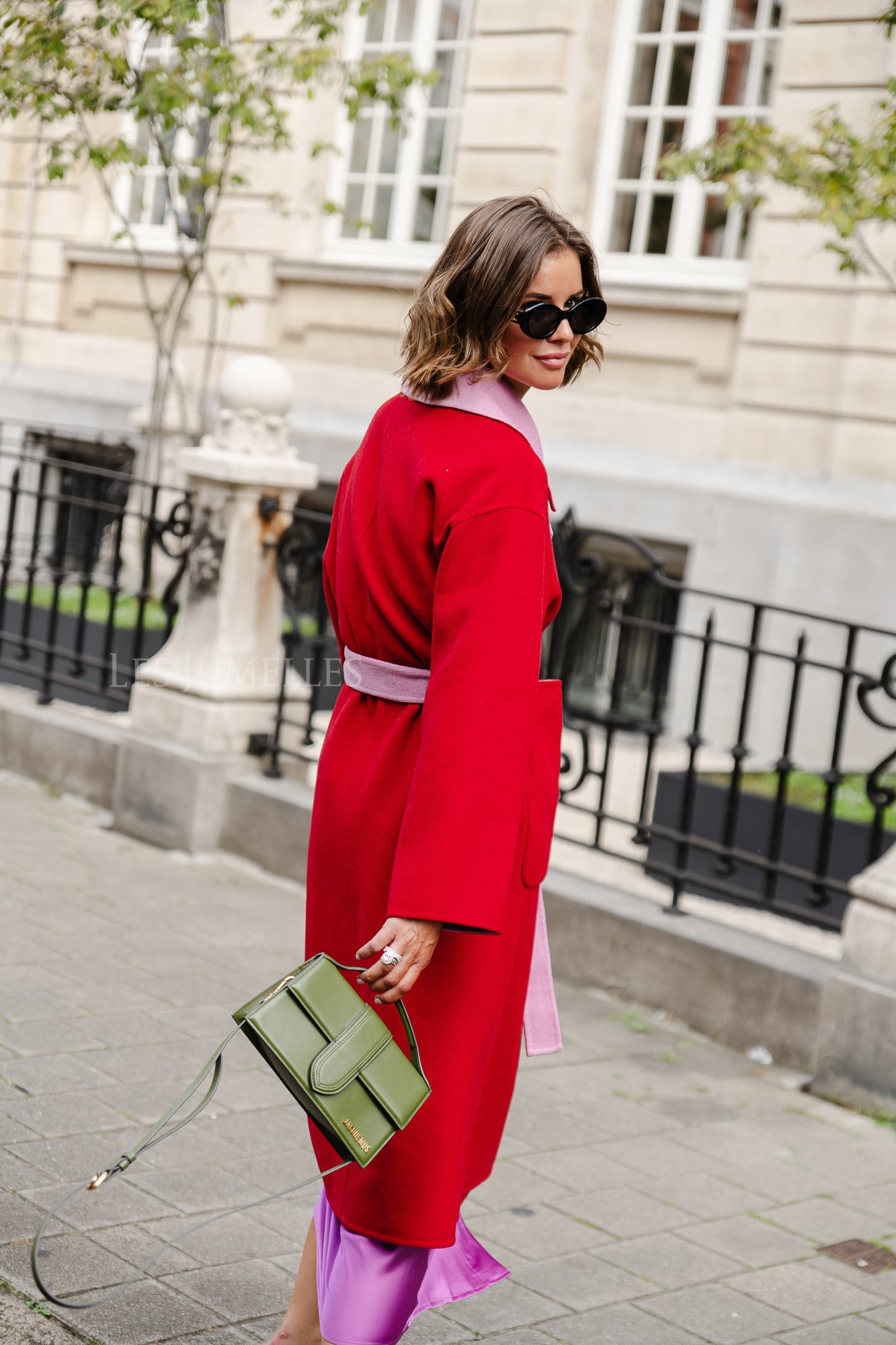 Cherry red trench coats