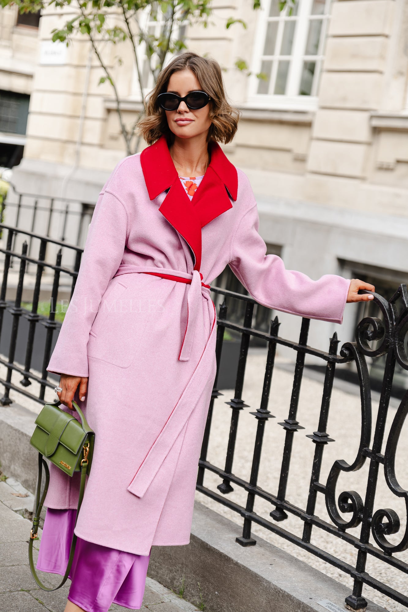 Cherry red trench coats