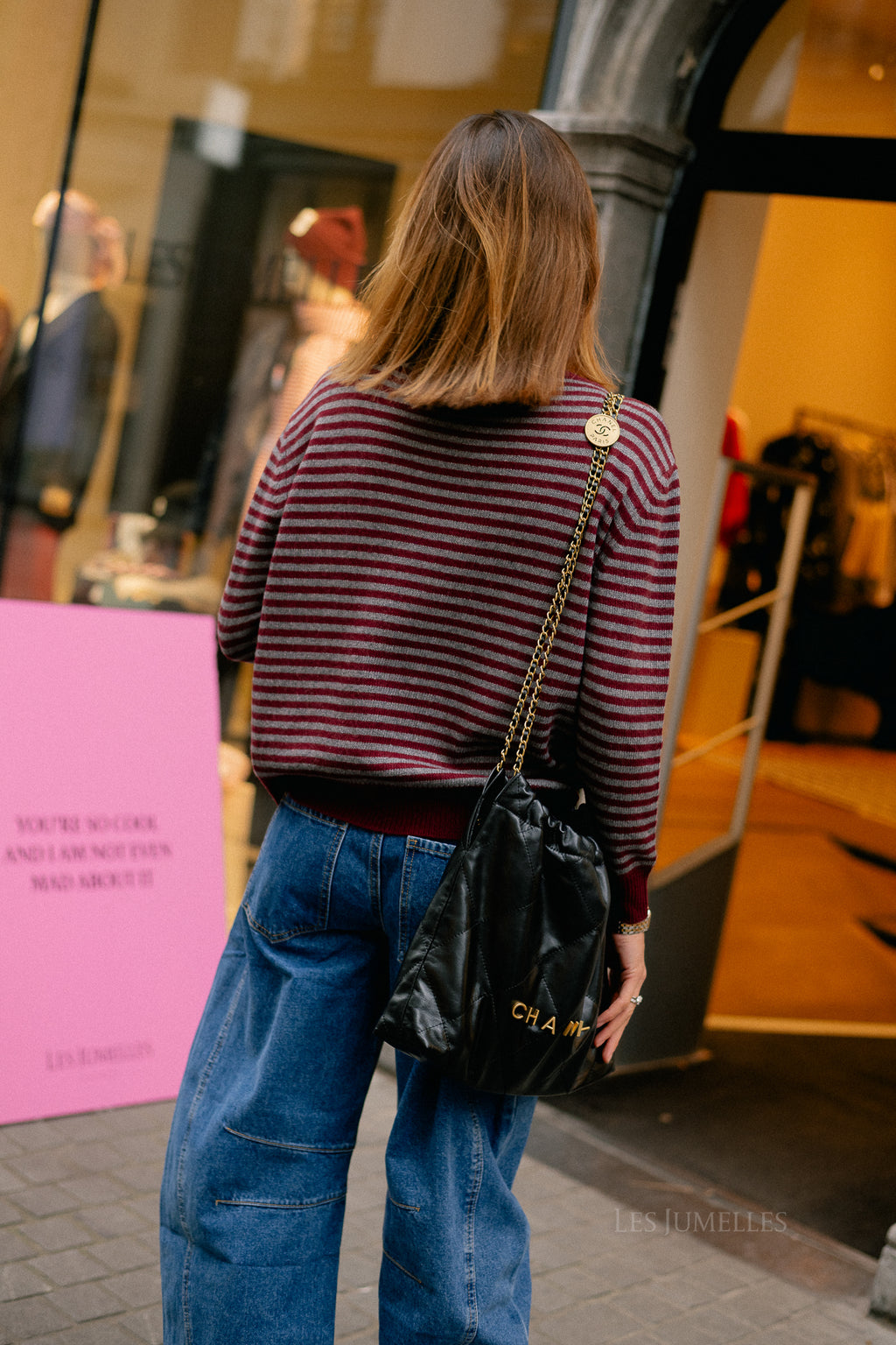 Florence striped jumper grey/burgundy