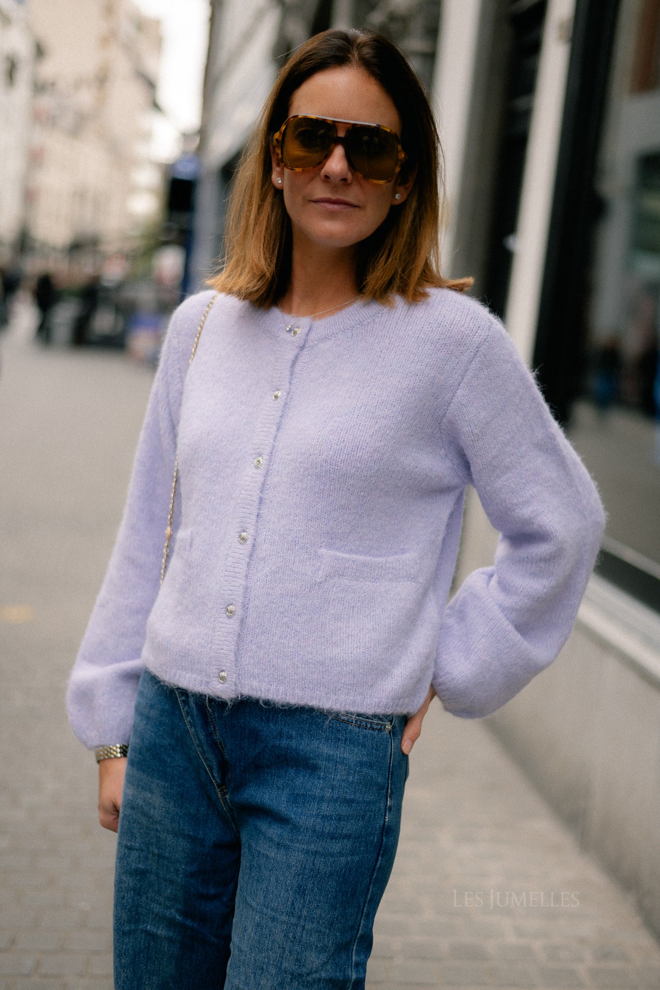 OBJSaggia LS knit cardigan baby lavender/melange