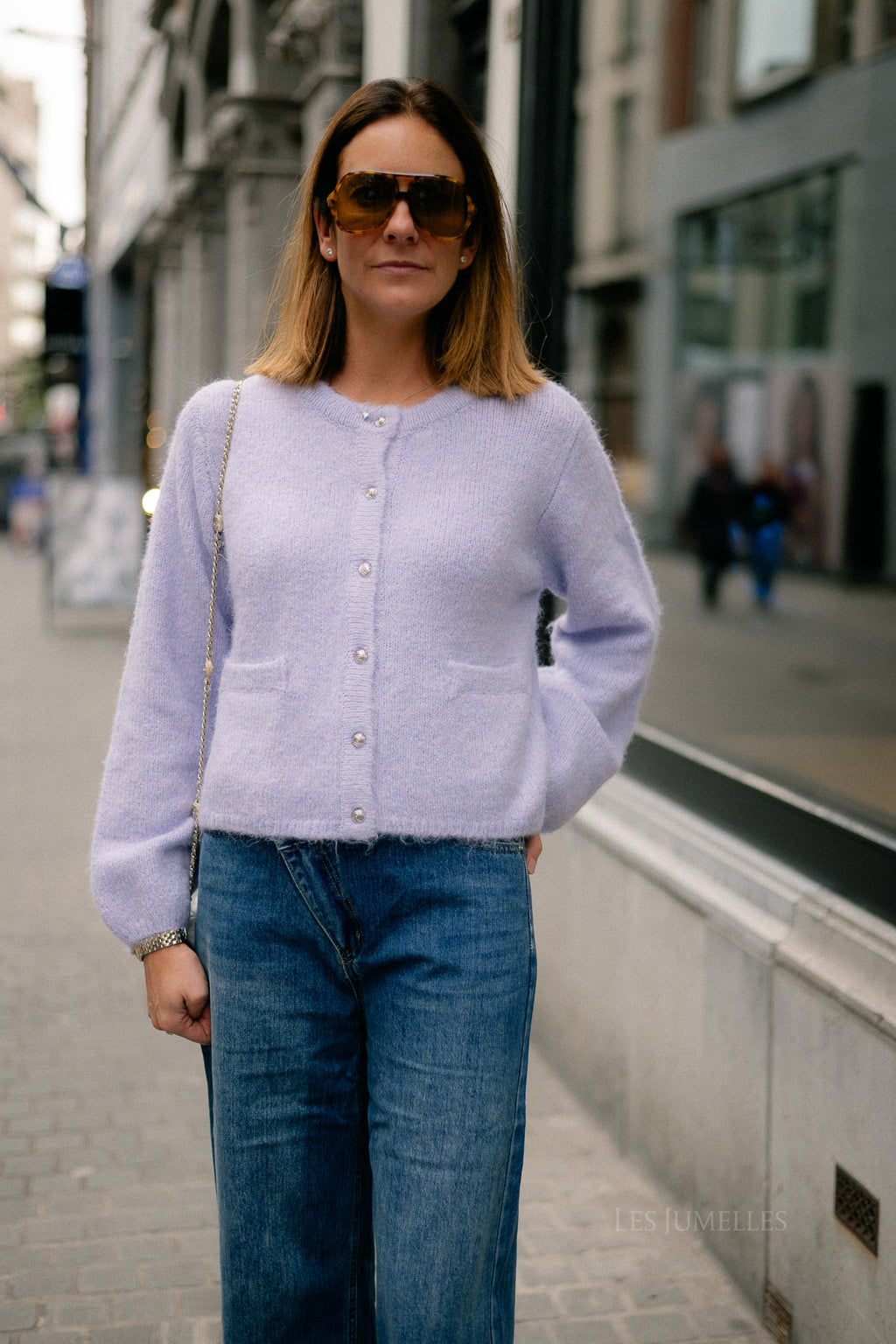 OBJSaggia LS knit cardigan baby lavender/melange