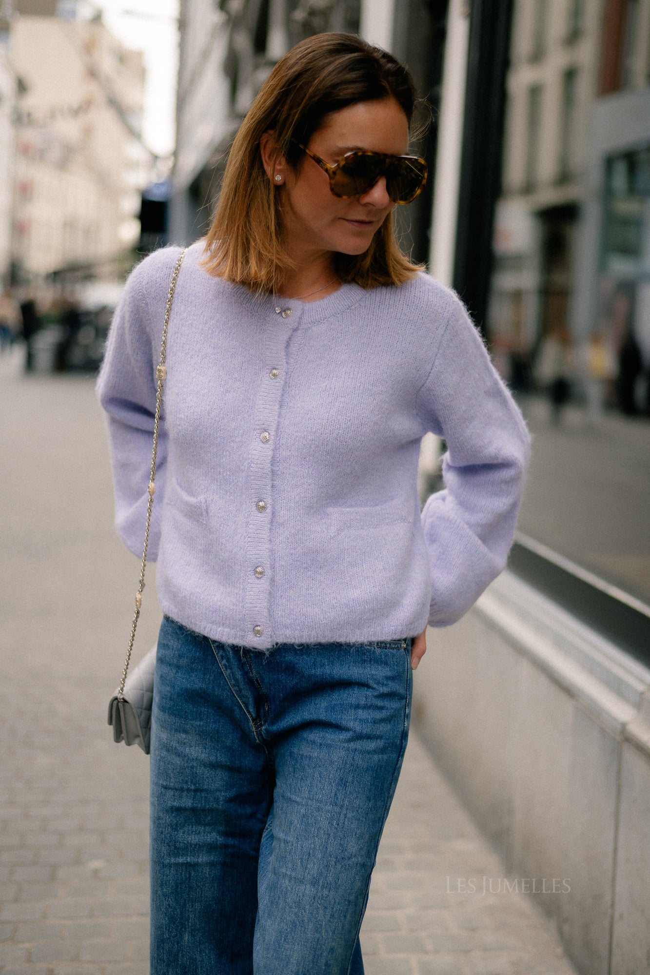 OBJSaggia LS knit cardigan baby lavender/melange