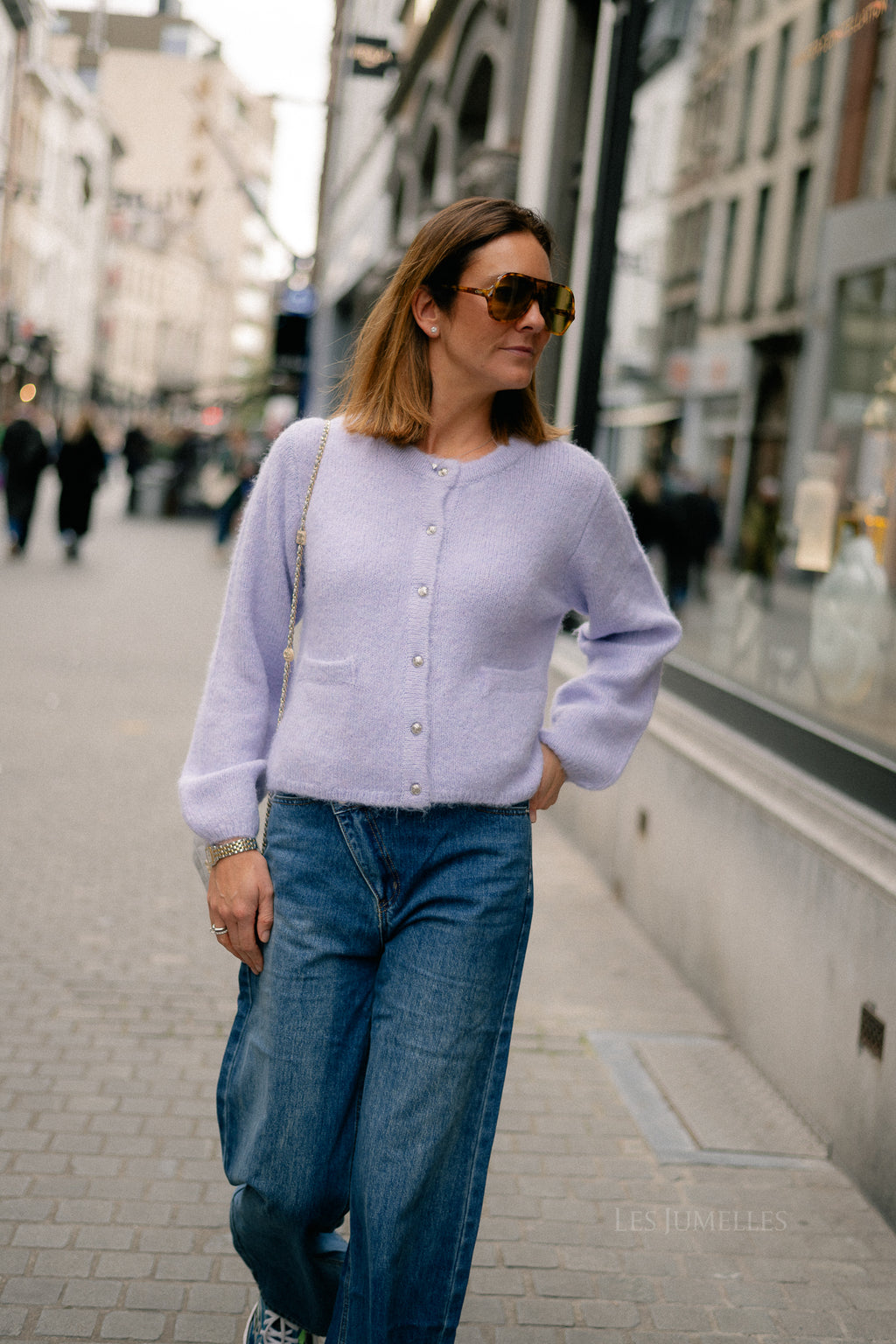 OBJSaggia LS knit cardigan baby lavender/melange