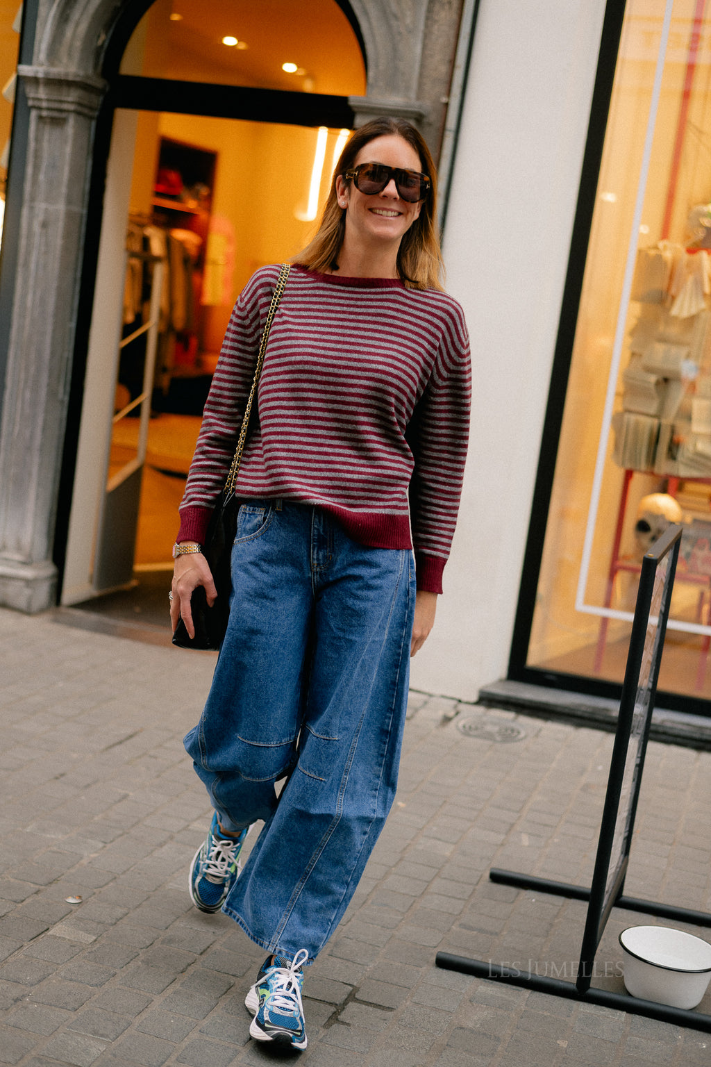 Florence striped jumper grey/burgundy