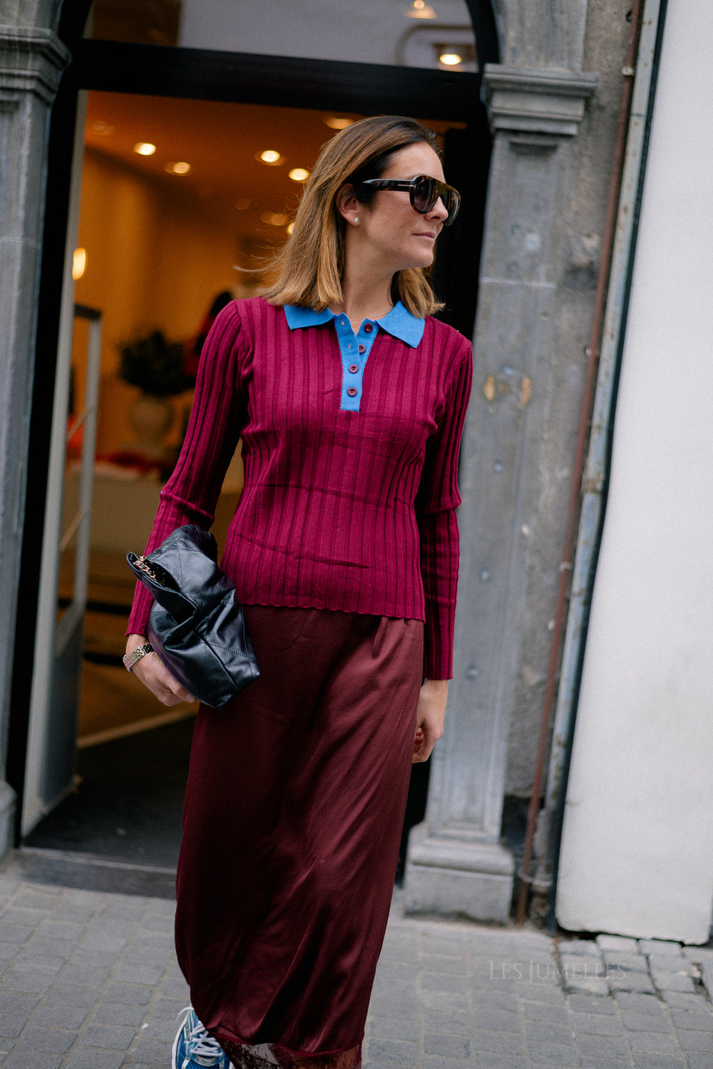 Paige polo shirt burgundy/blue
