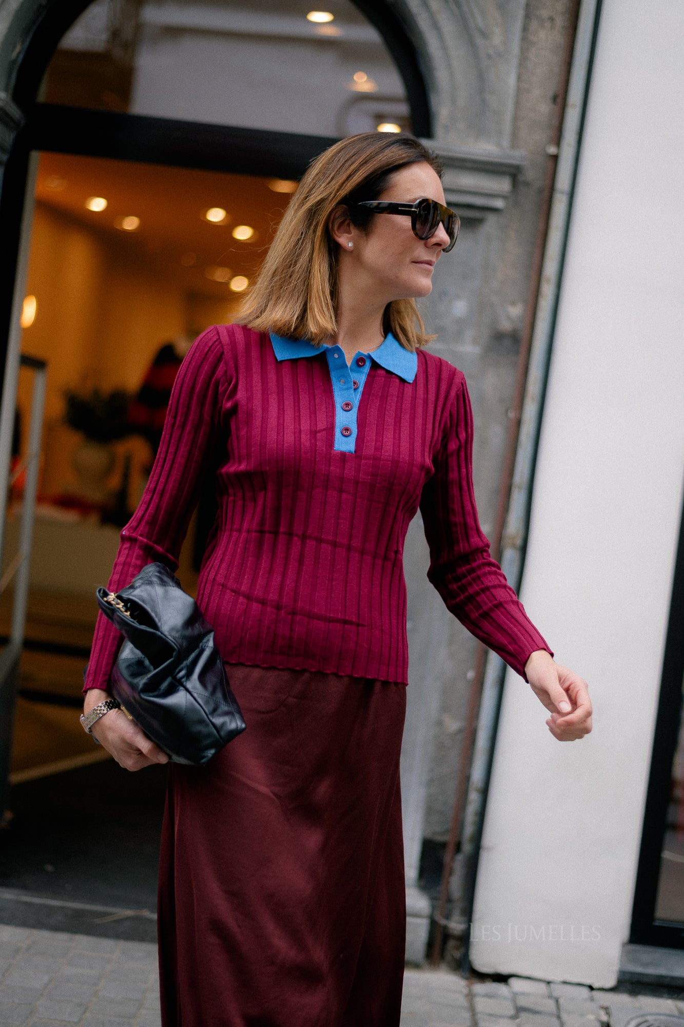 Paige polo shirt burgundy/blue