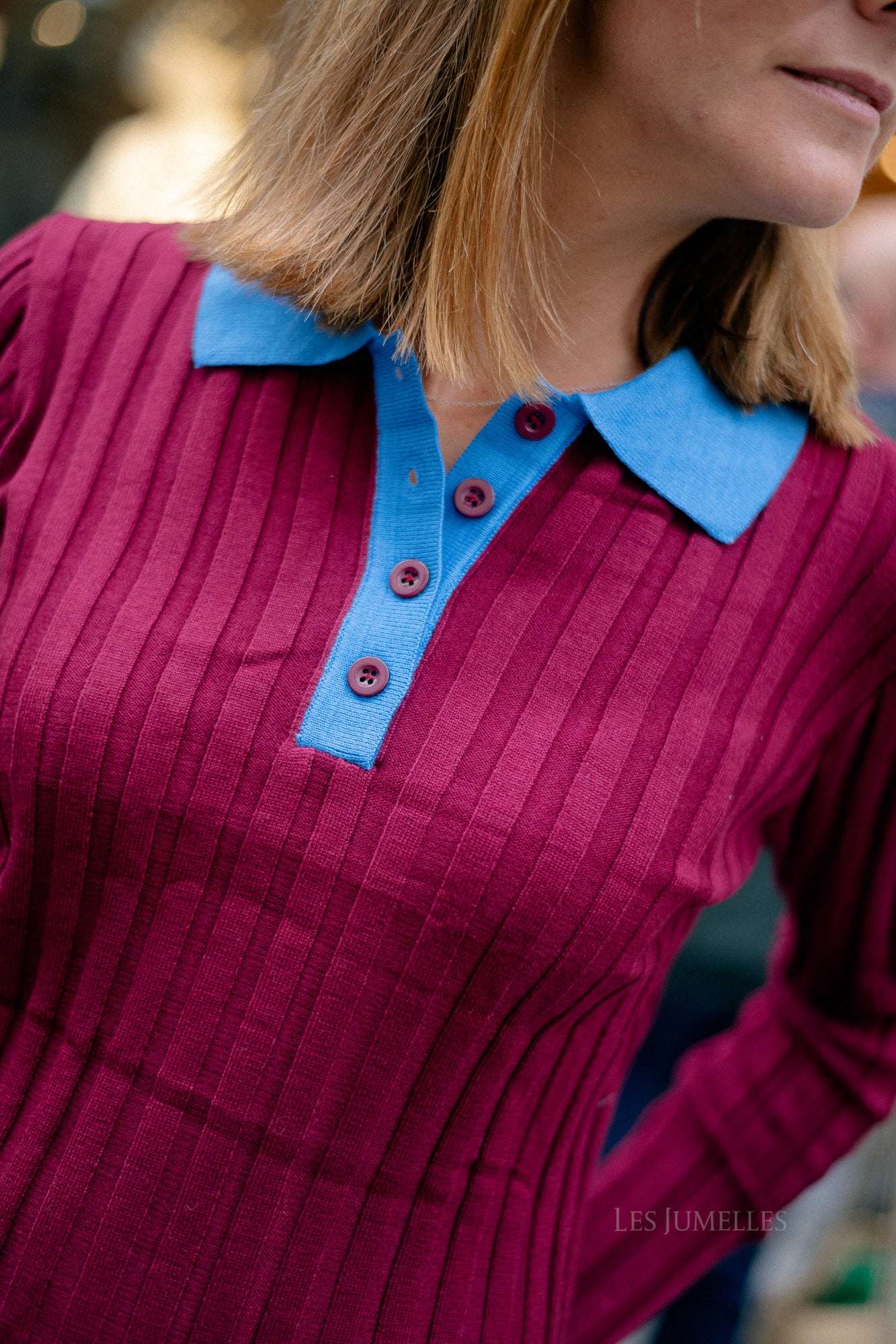 Paige polo shirt burgundy/blue
