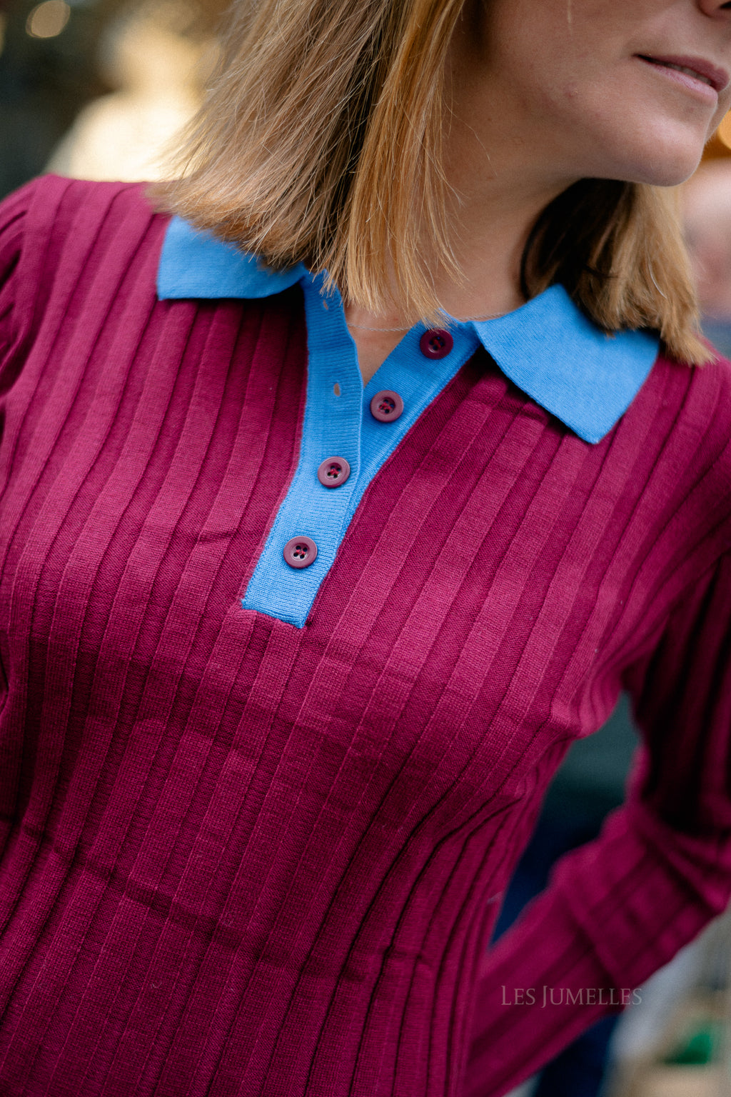 Paige polo shirt burgundy/blue