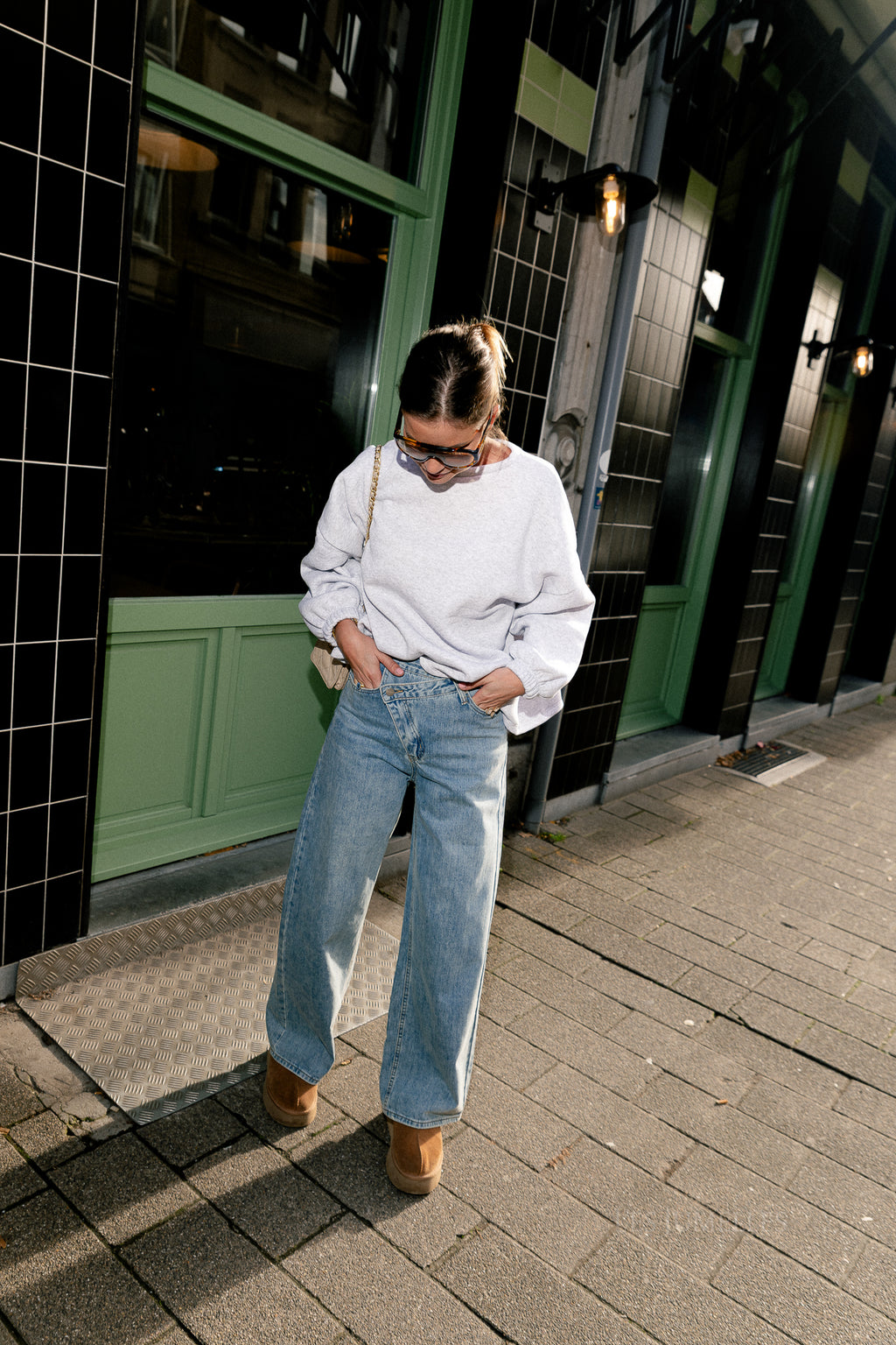 Rena asymmetric jeans light blue