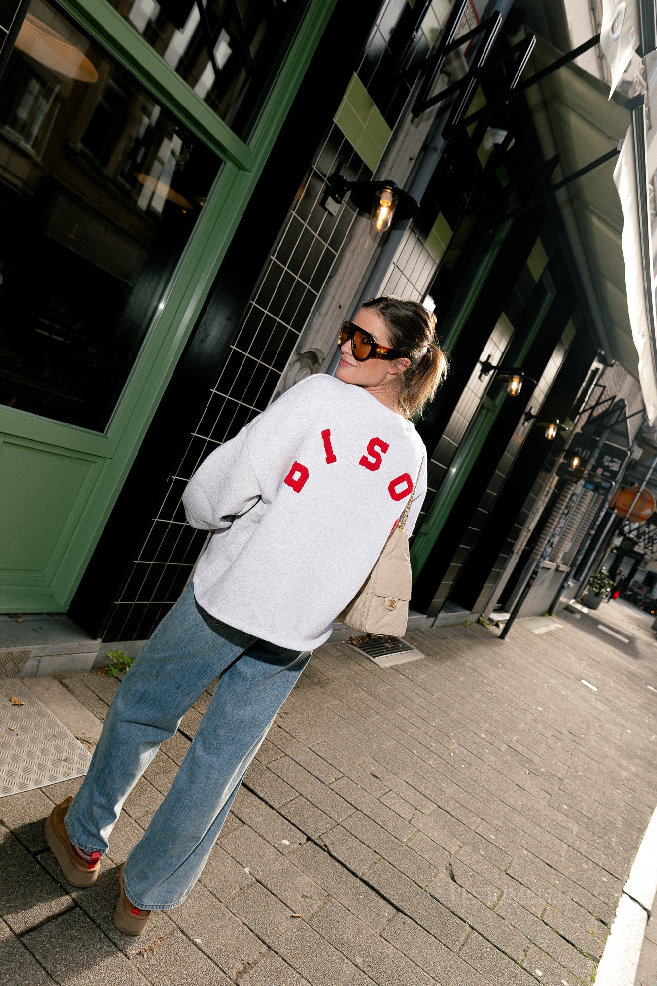 Rena asymmetrische Jeans Hellblau