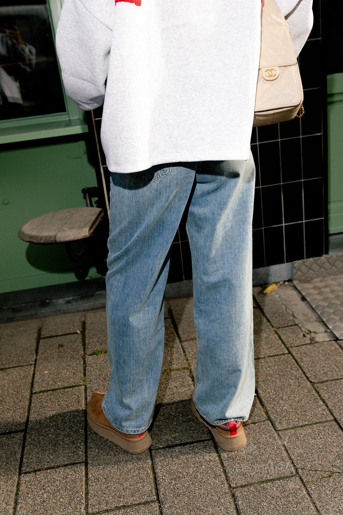 Rena asymmetrische Jeans Hellblau