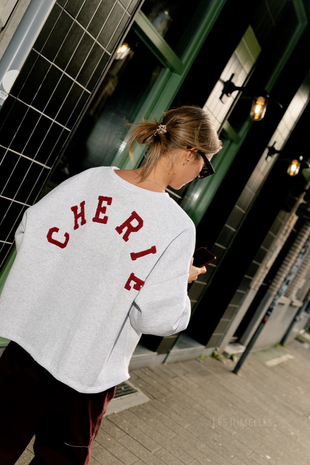 ORIGINAL 'Chérie' Pullover Grau Melange/Burgunder