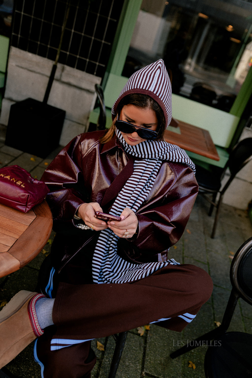 Jodie PU jacket burgundy