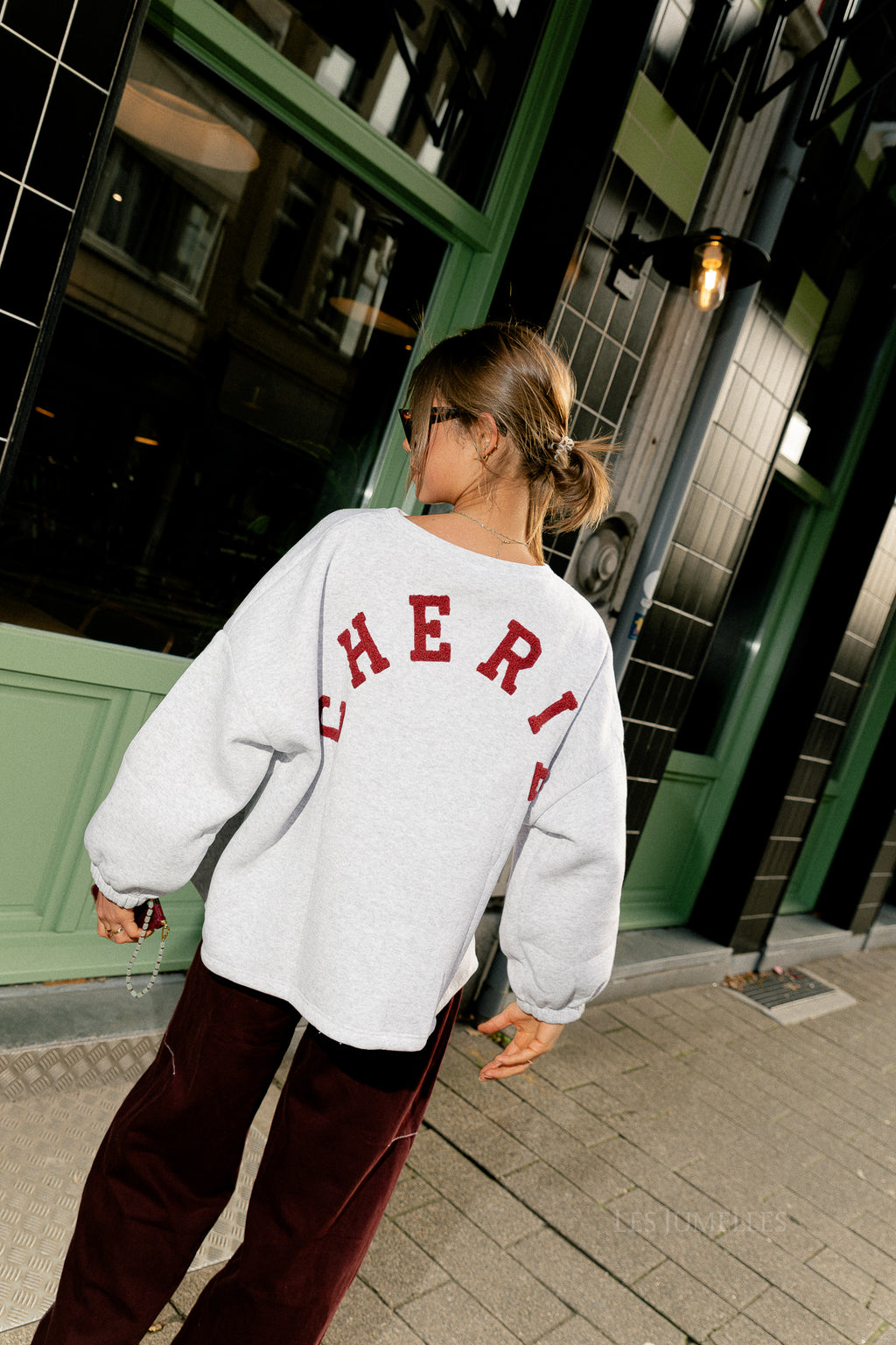 ORIGINAL 'Chérie' Pullover Grau Melange/Burgunder