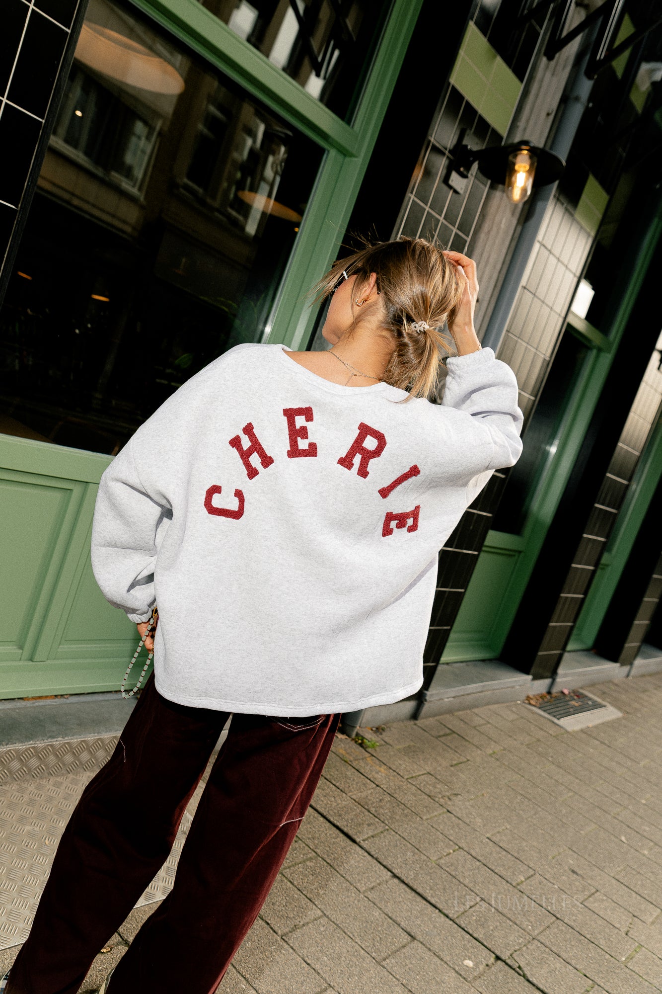 ORIGINAL 'Chérie' Pullover Grau Melange/Burgunder