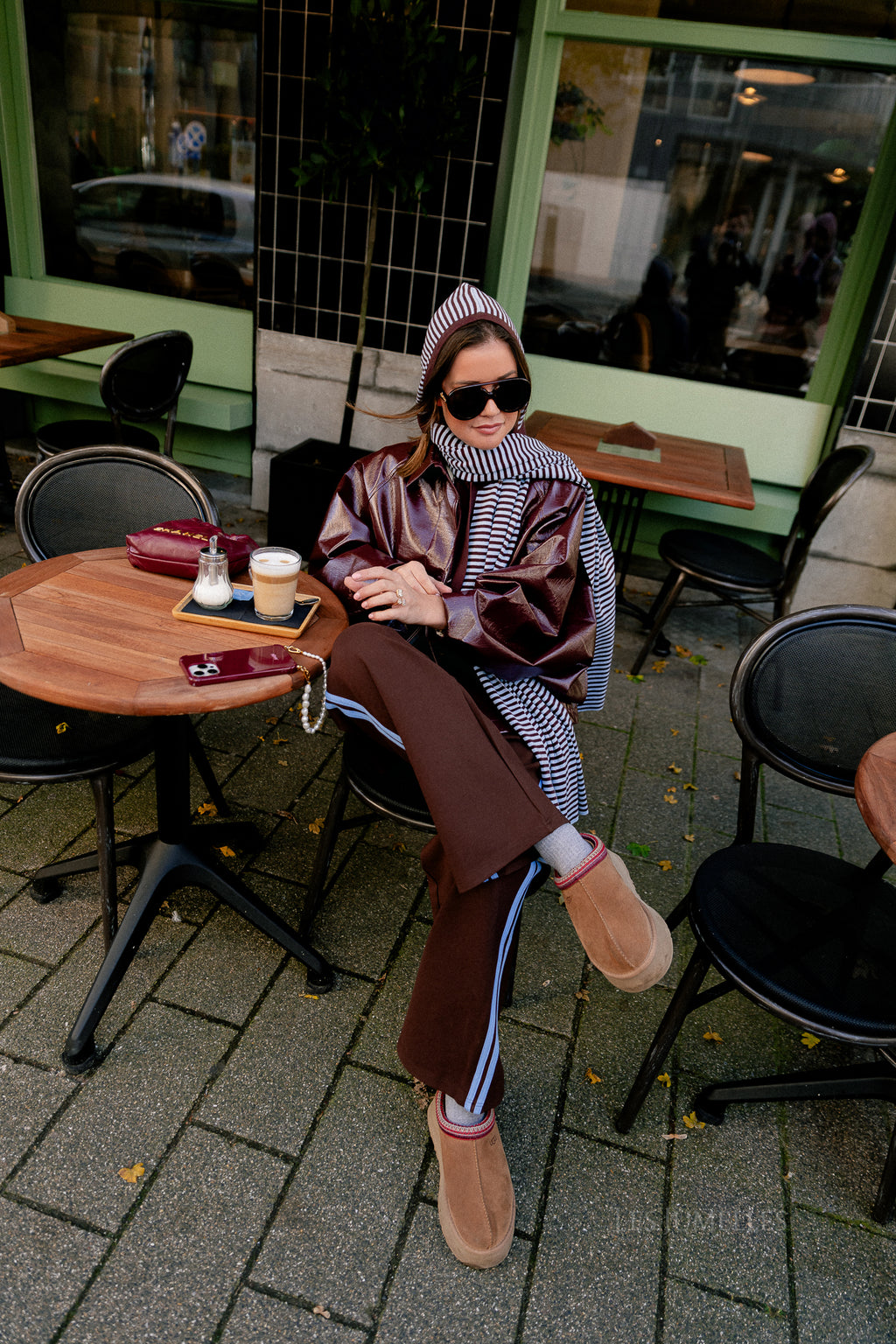 Jodie PU jacket burgundy