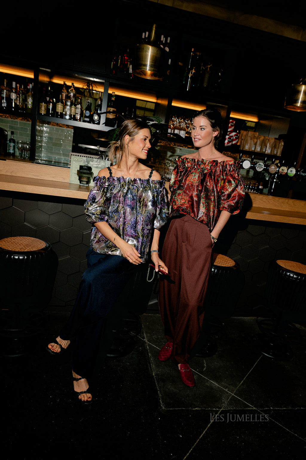 Blanche jacquard blouse flowers brown