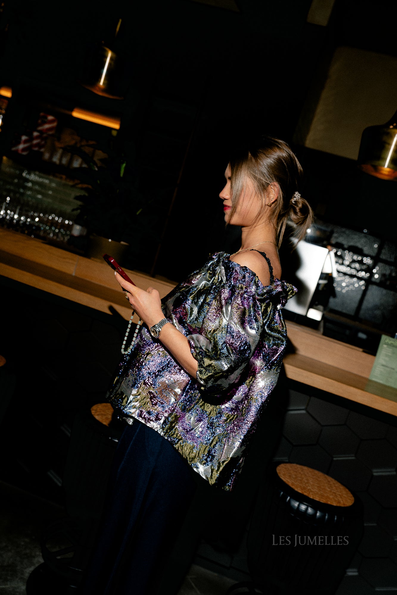 Blanche jacquard blouse flowers pink