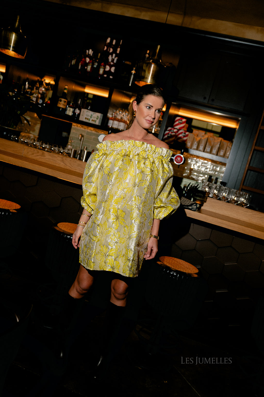 Blanche jacquard dress flowers yellow