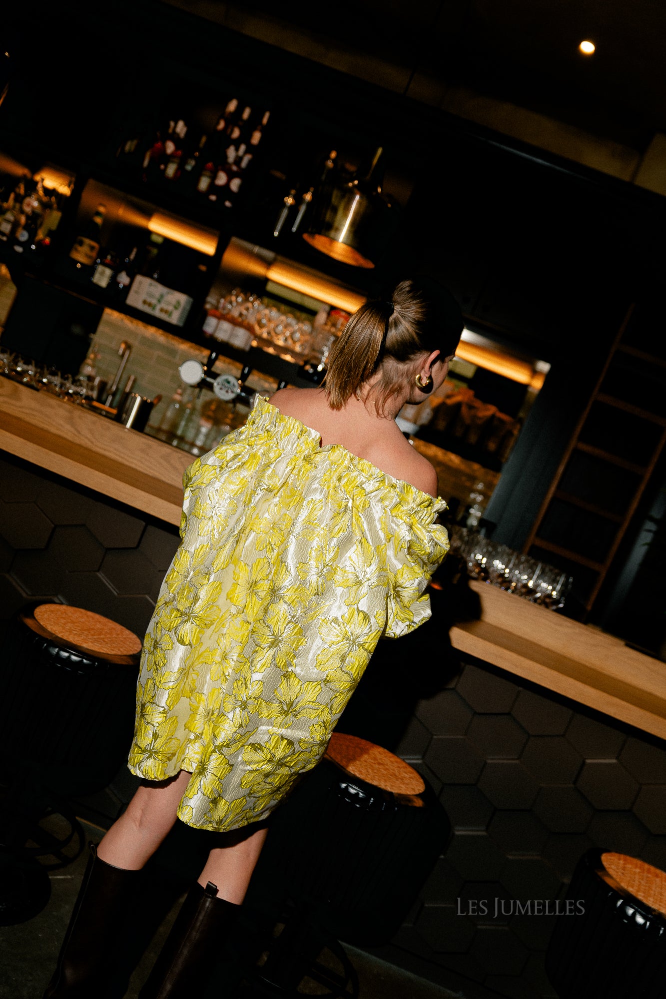 Blanche jacquard dress flowers yellow