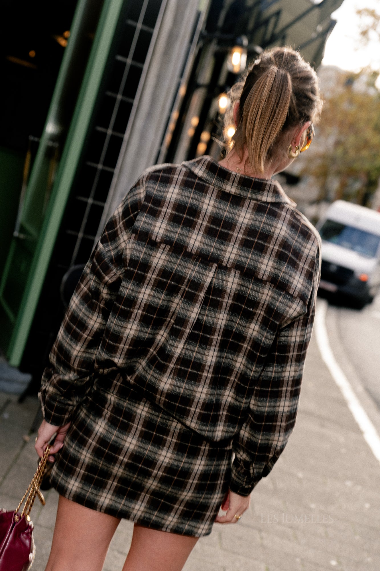 Charlie checkered wrap skirt hot chocolate