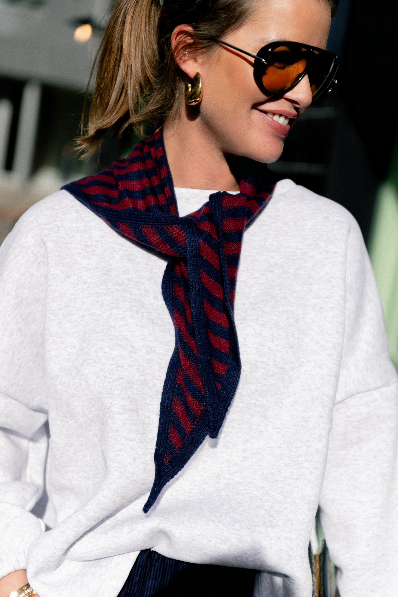 Lisa striped scarf navy/burgundy