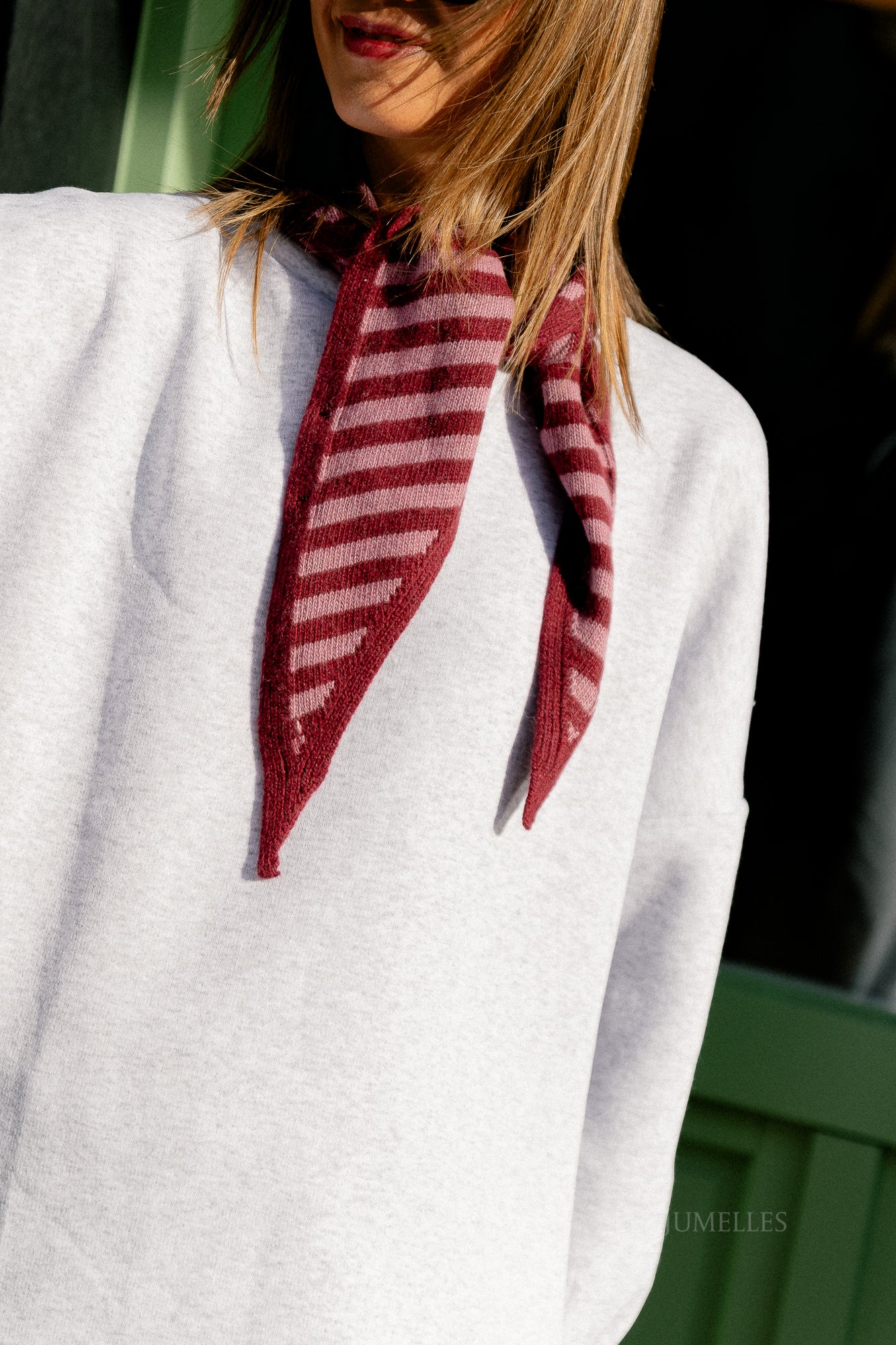 Écharpe rayée Lisa framboise/rose ancienne