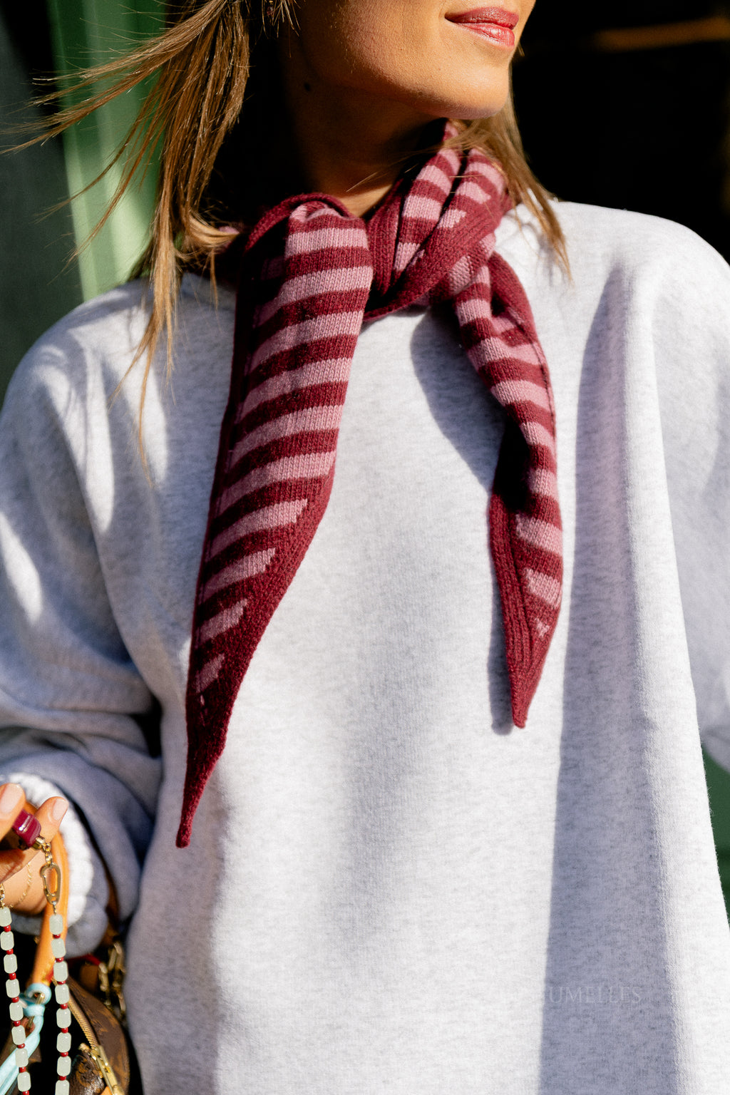 Écharpe rayée Lisa framboise/rose ancienne