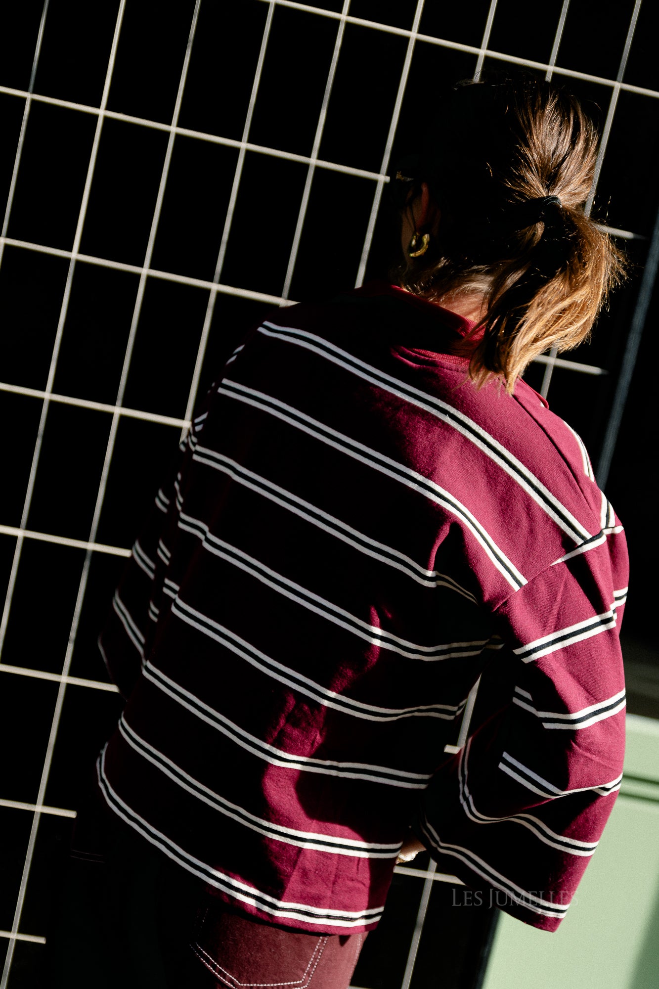 Evelyn Gestreiftes Poloshirt Burgundy