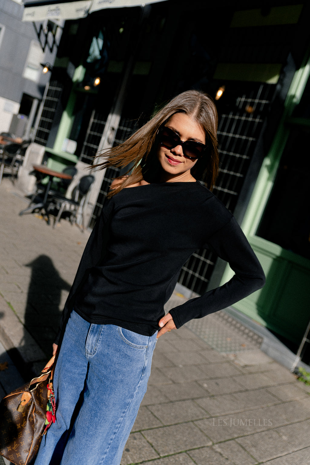 SLFtenny Langarm Drapiertes Top Schwarz