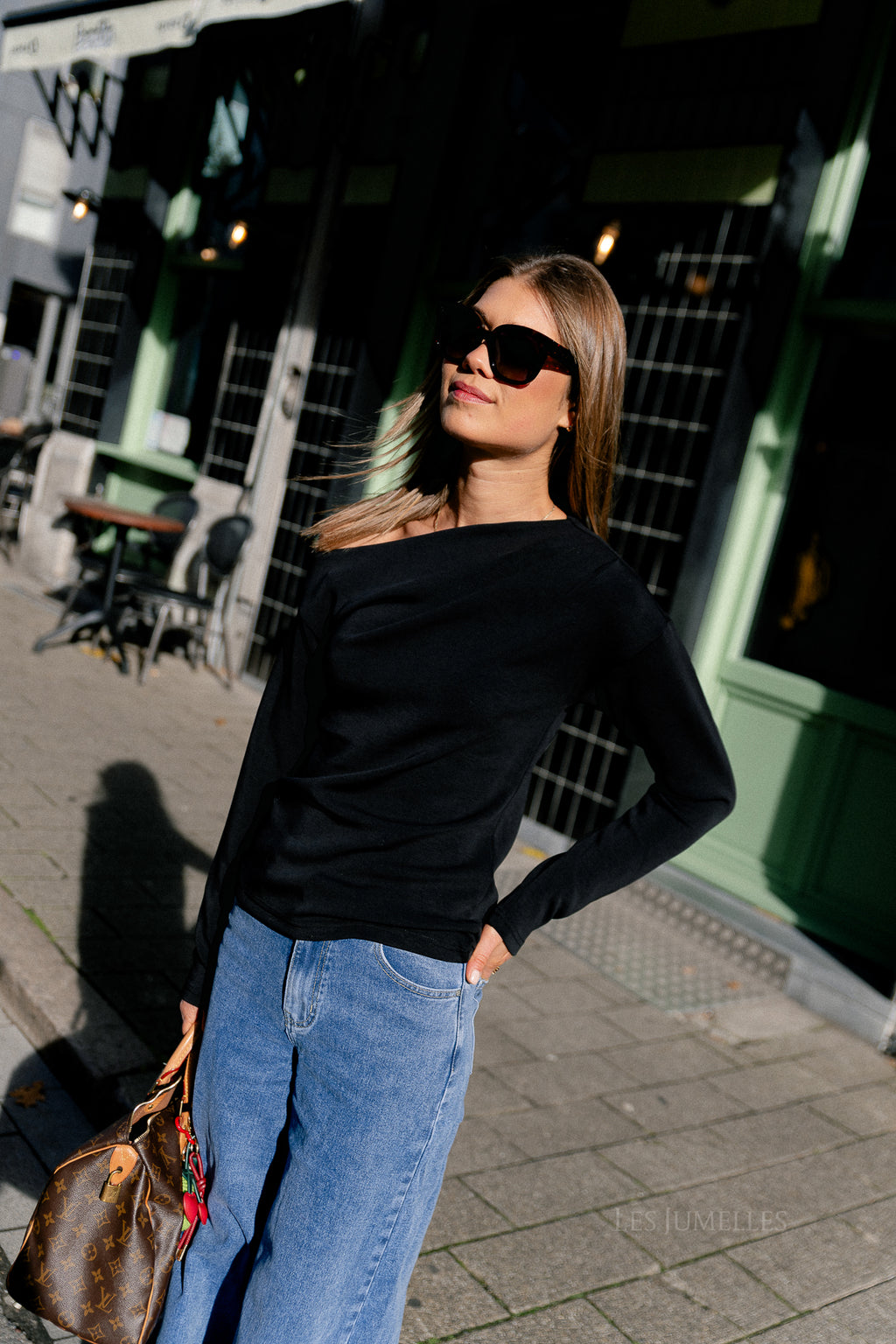 SLFtenny Langarm Drapiertes Top Schwarz